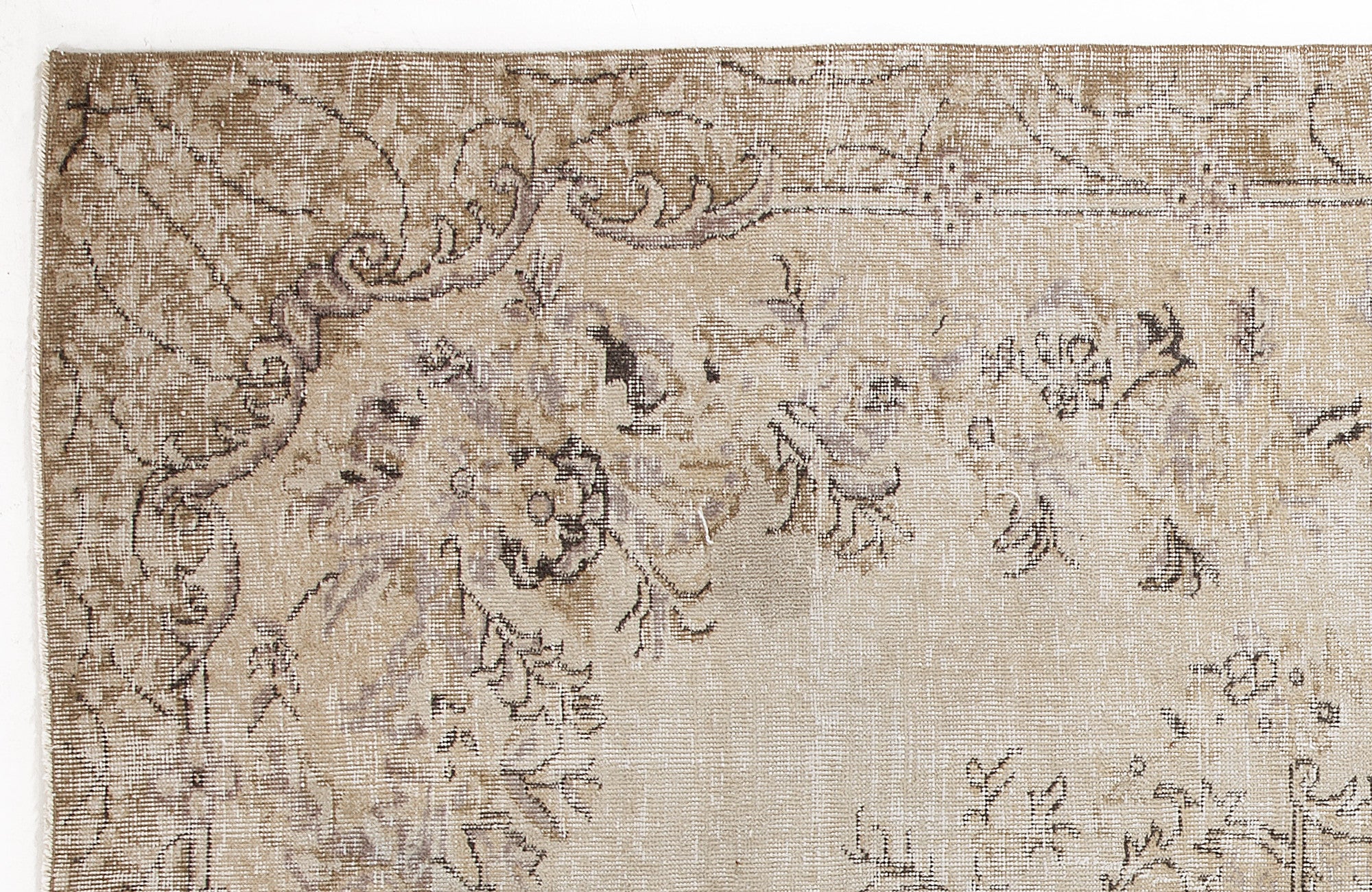 Beige Over Dyed Vintage Rug 6'2'' x 9'9'' ft 187 x 297 cm