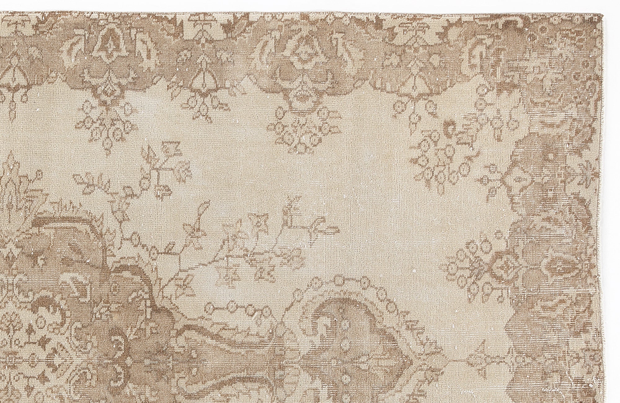 Beige Over Dyed Vintage Rug 5'5'' x 8'10'' ft 165 x 270 cm