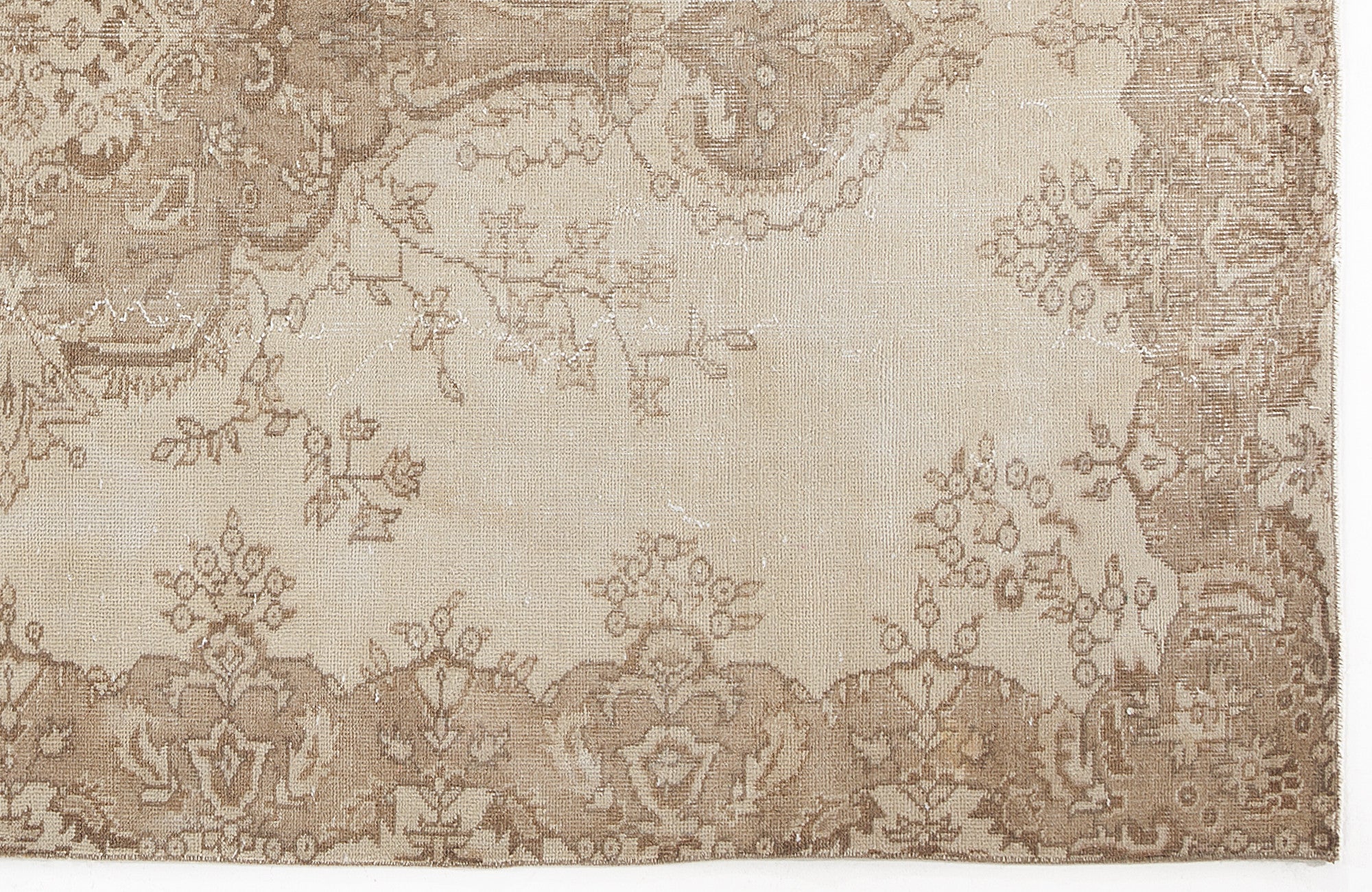 Beige Over Dyed Vintage Rug 5'5'' x 8'10'' ft 165 x 270 cm