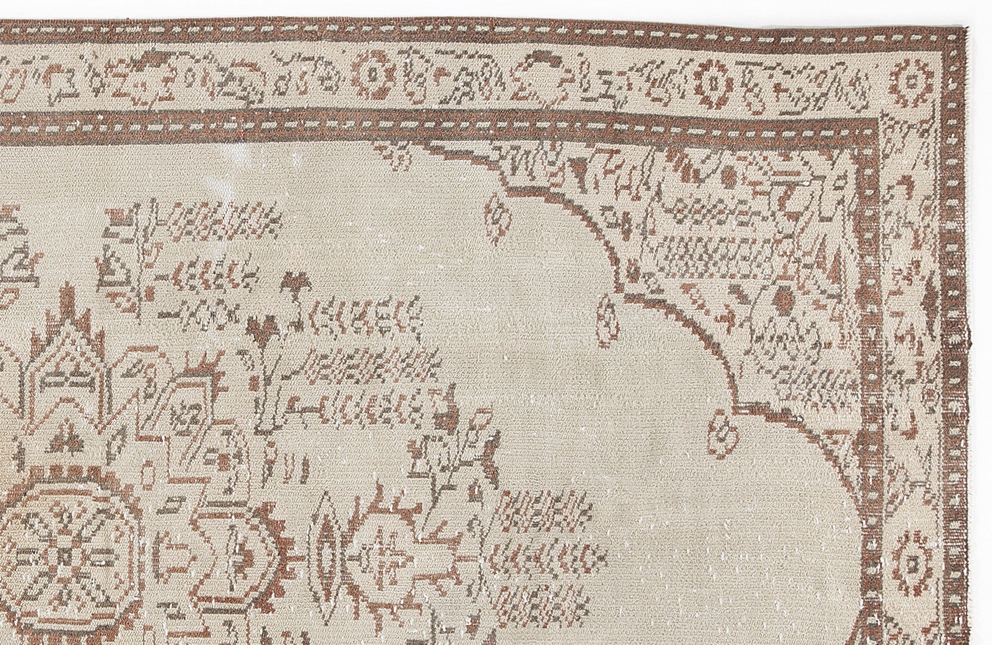 Beige Over Dyed Vintage Rug 5'1'' x 8'7'' ft 155 x 262 cm
