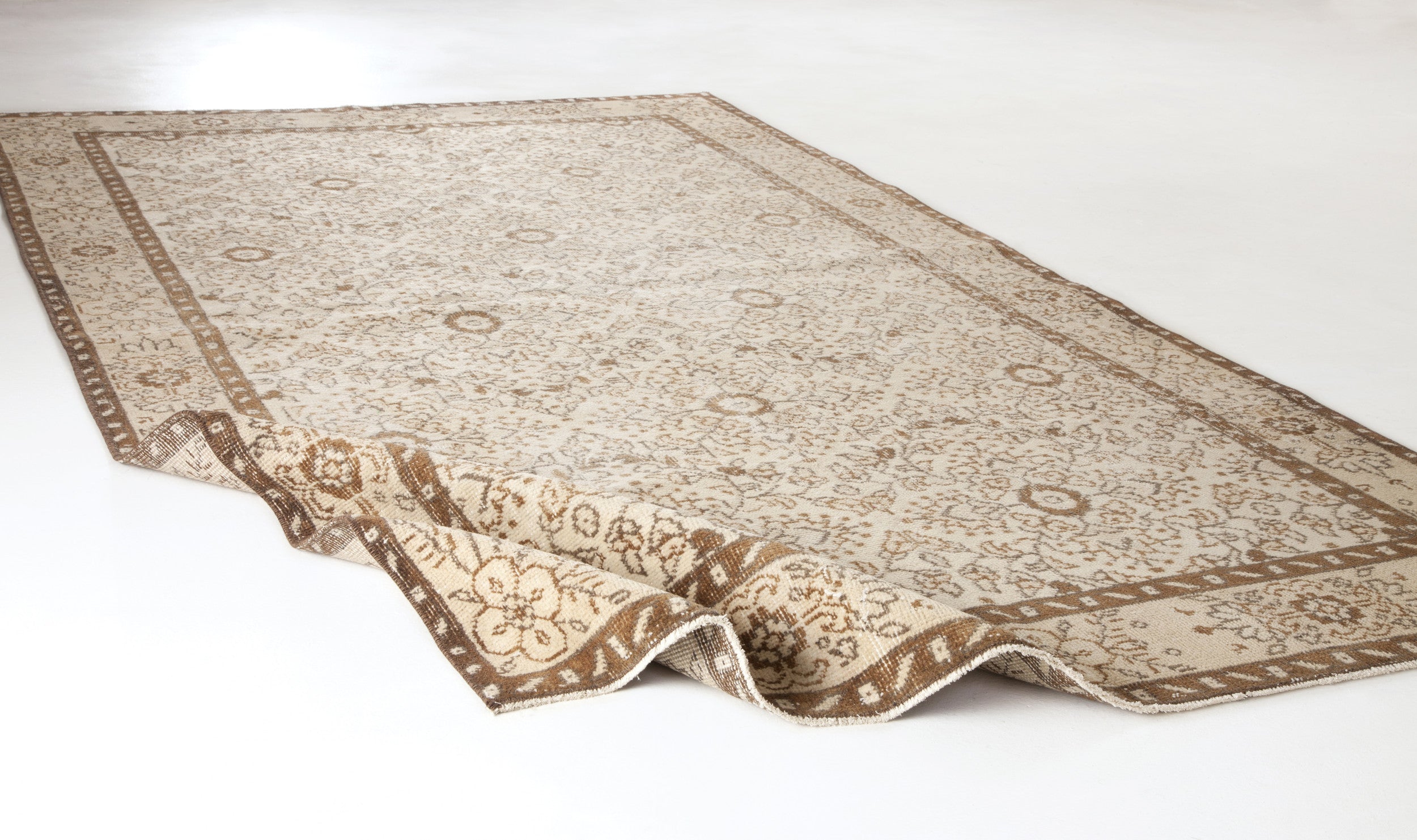Beige Over Dyed Vintage Rug 4'12'' x 8'6'' ft 152 x 258 cm