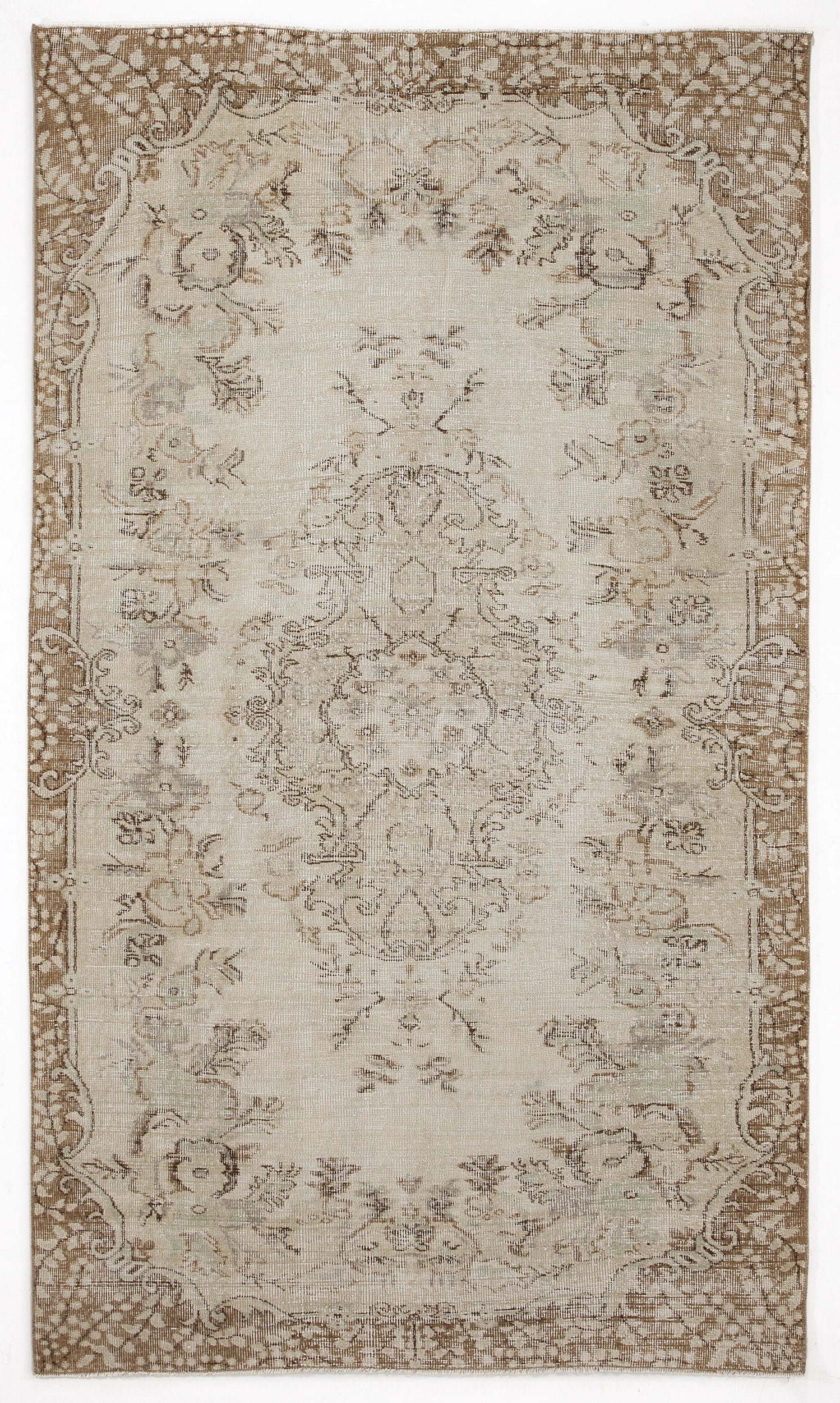 Beige Over Dyed Vintage Rug 5'1'' x 8'10'' ft 154 x 270 cm