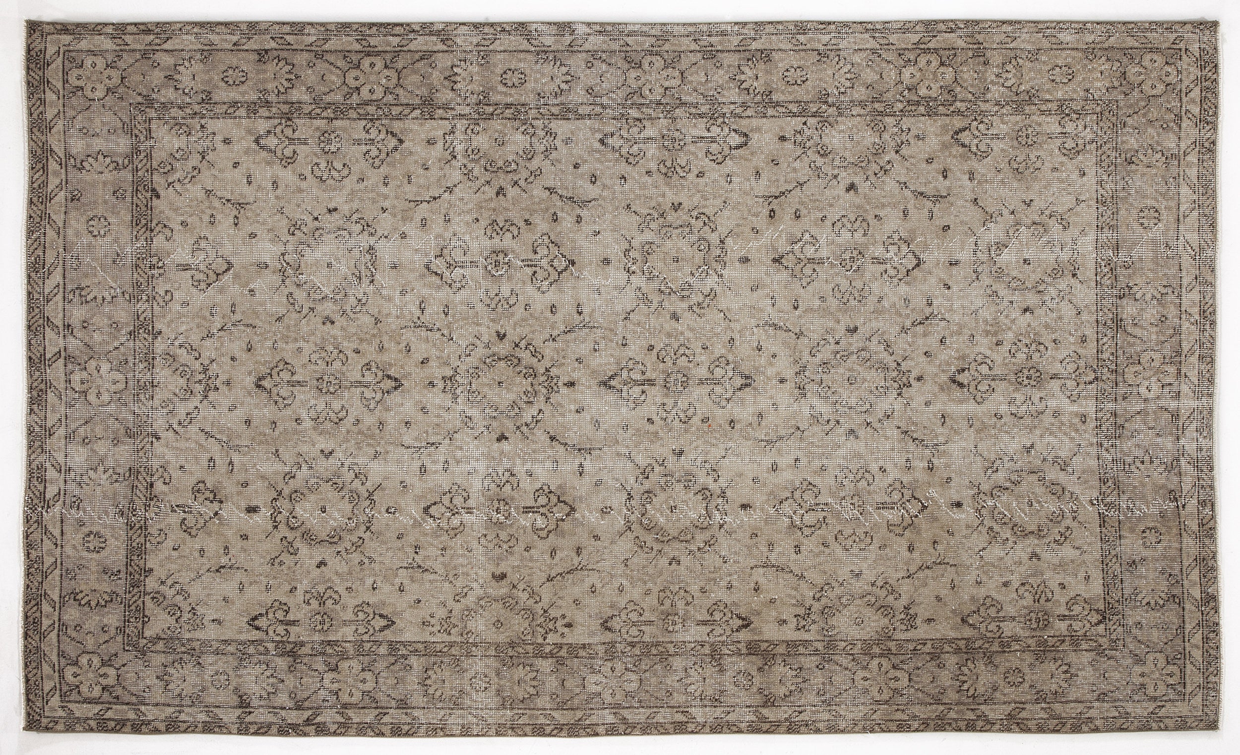 Beige Over Dyed Vintage Rug 5'2'' x 8'6'' ft 157 x 260 cm