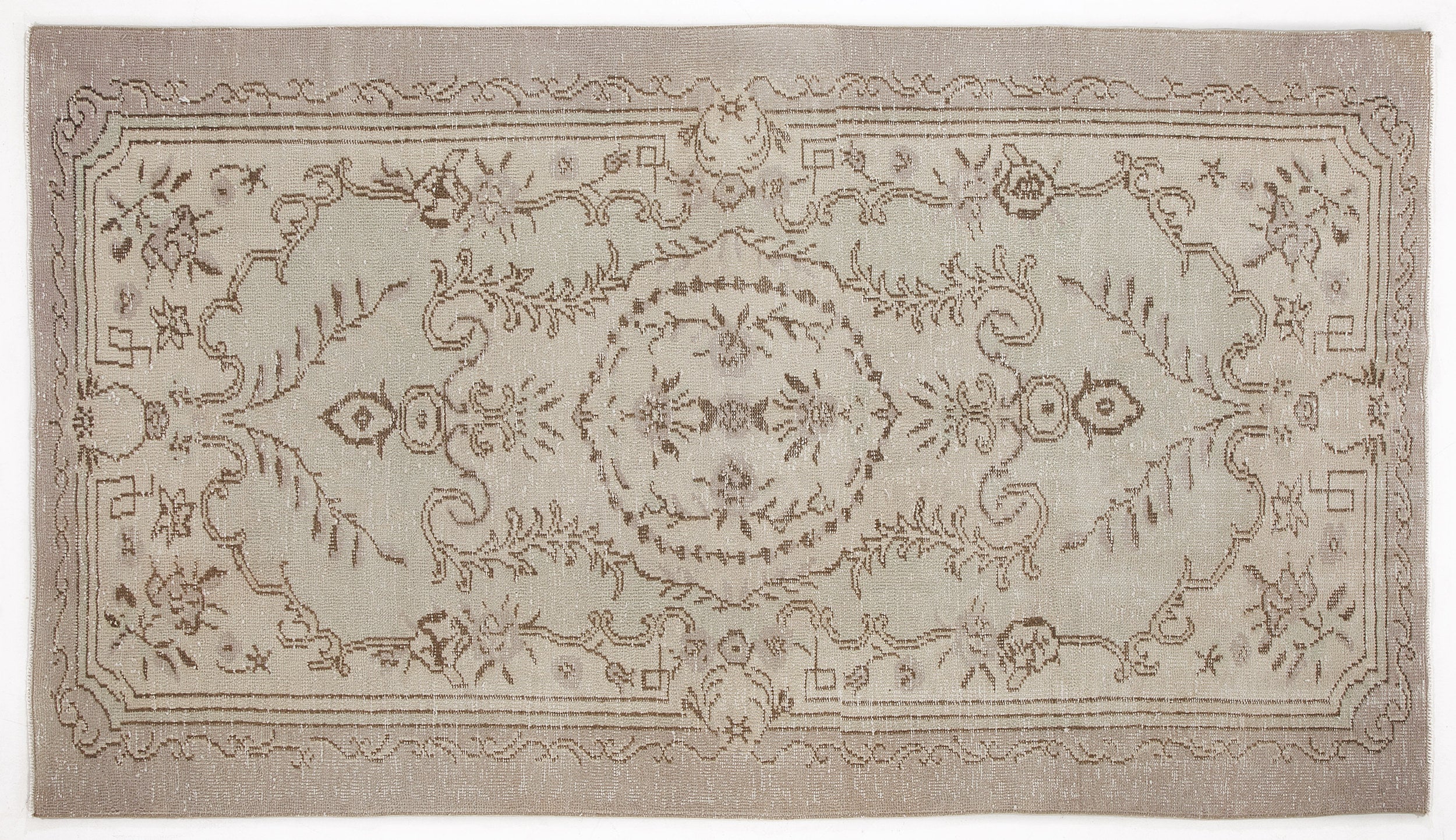 Beige Over Dyed Vintage Rug 4'10'' x 8'8'' ft 148 x 265 cm