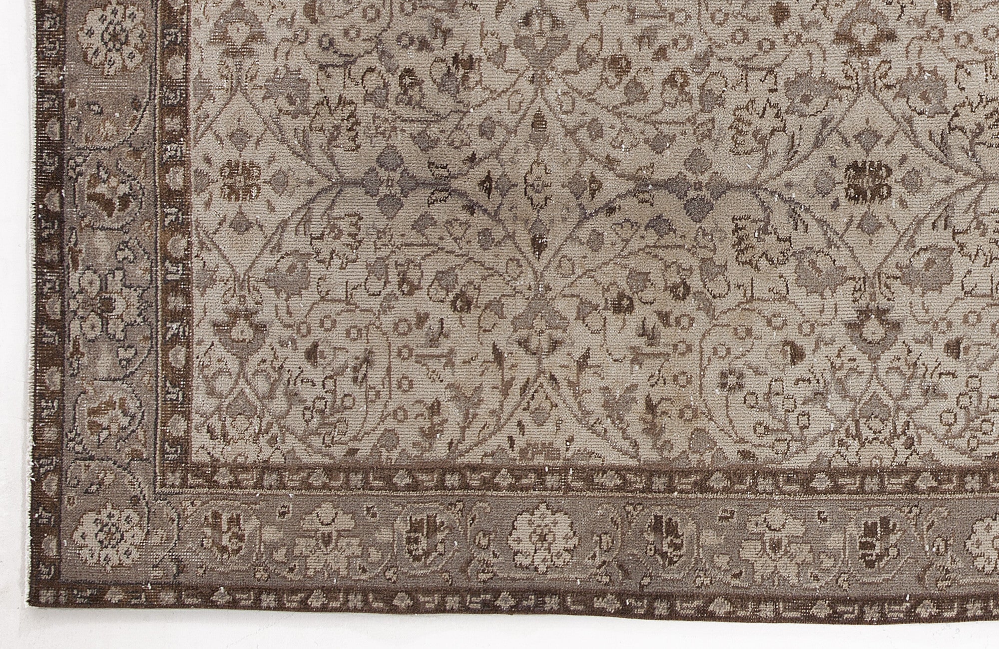 Beige Over Dyed Vintage Rug 5'5'' x 8'10'' ft 166 x 268 cm