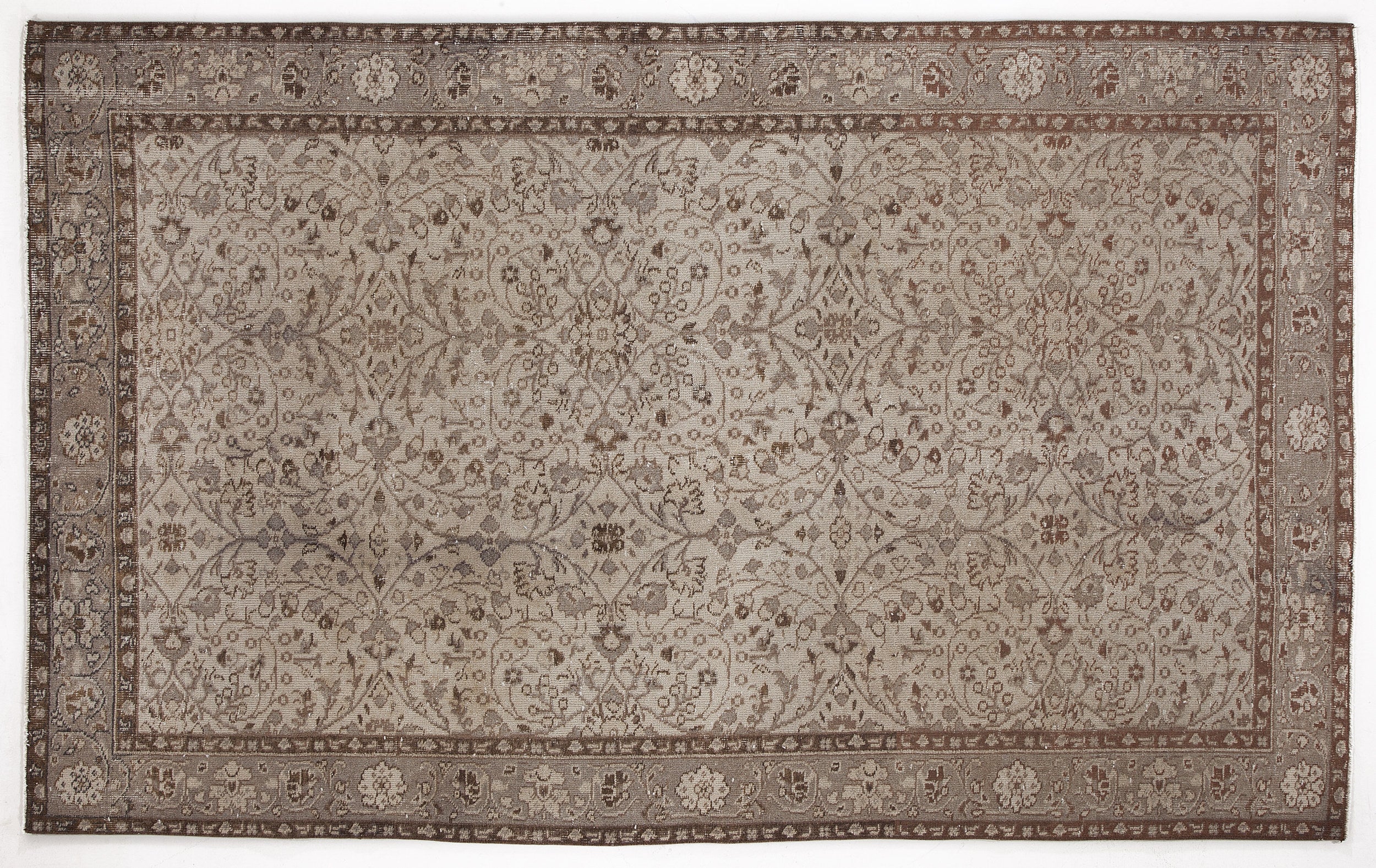 Beige Over Dyed Vintage Rug 5'5'' x 8'10'' ft 166 x 268 cm