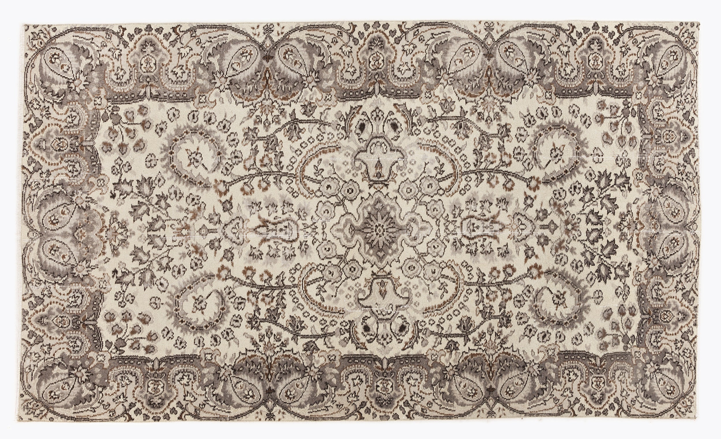 Beige Over Dyed Vintage Rug 5'1'' x 8'8'' ft 154 x 263 cm