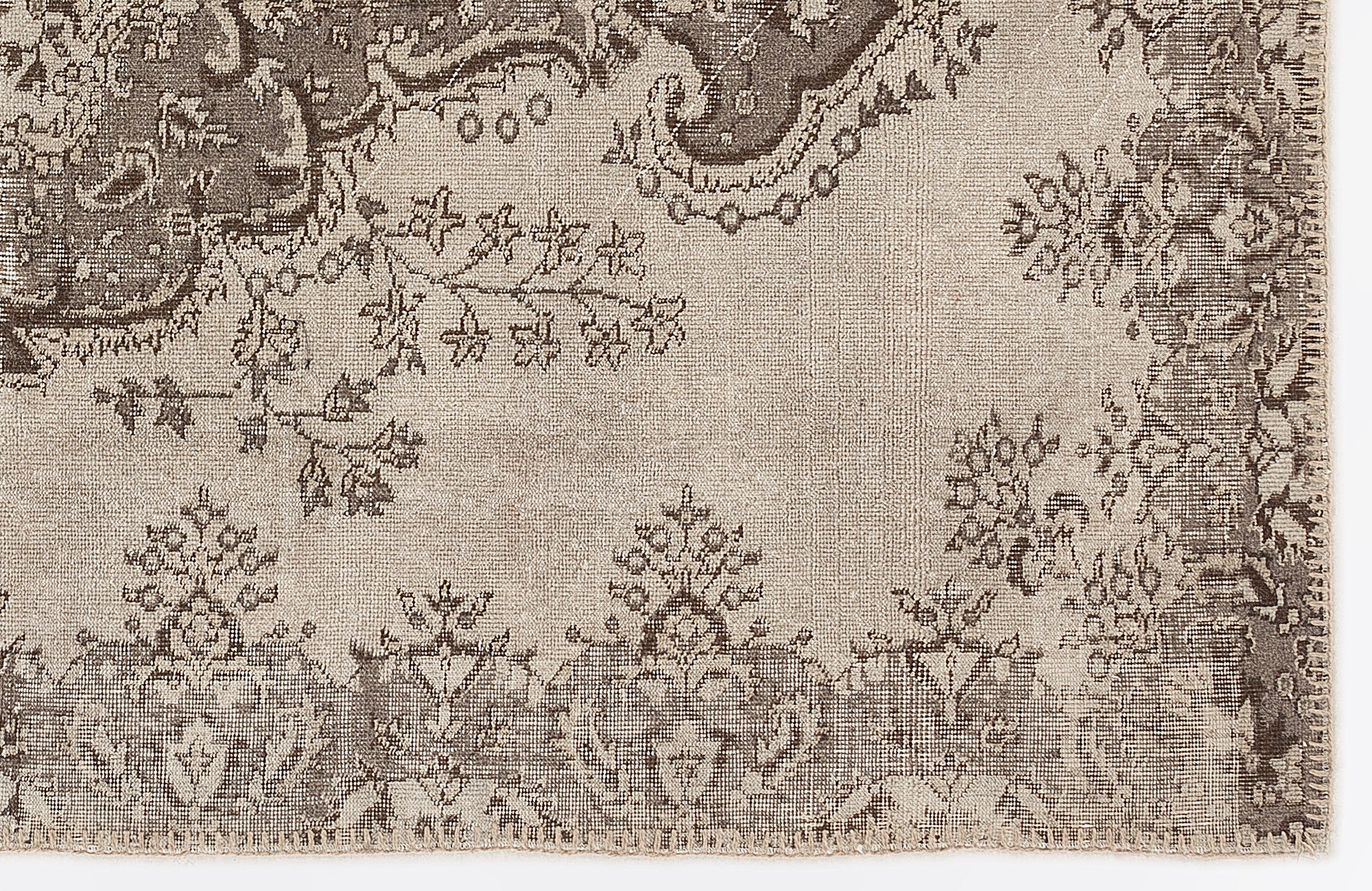 Beige Over Dyed Vintage Rug 5'4'' x 8'6'' ft 163 x 260 cm