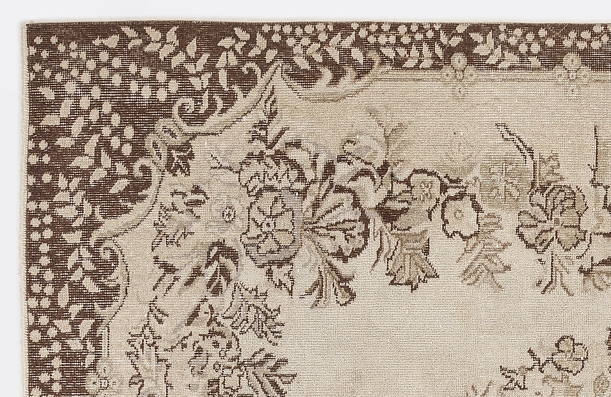 Beige Over Dyed Vintage Rug 5'7'' x 9'3'' ft 170 x 283 cm