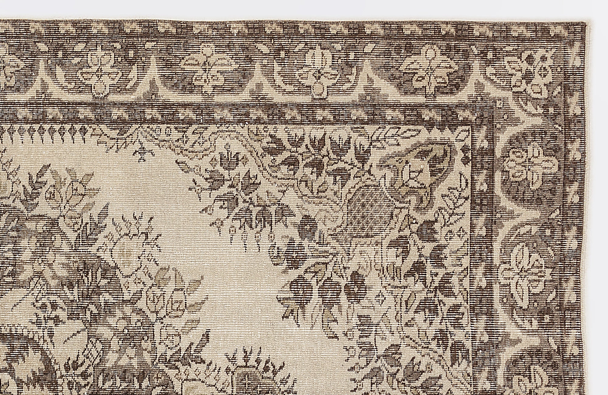 Beige Over Dyed Vintage Rug 5'6'' x 8'7'' ft 167 x 262 cm