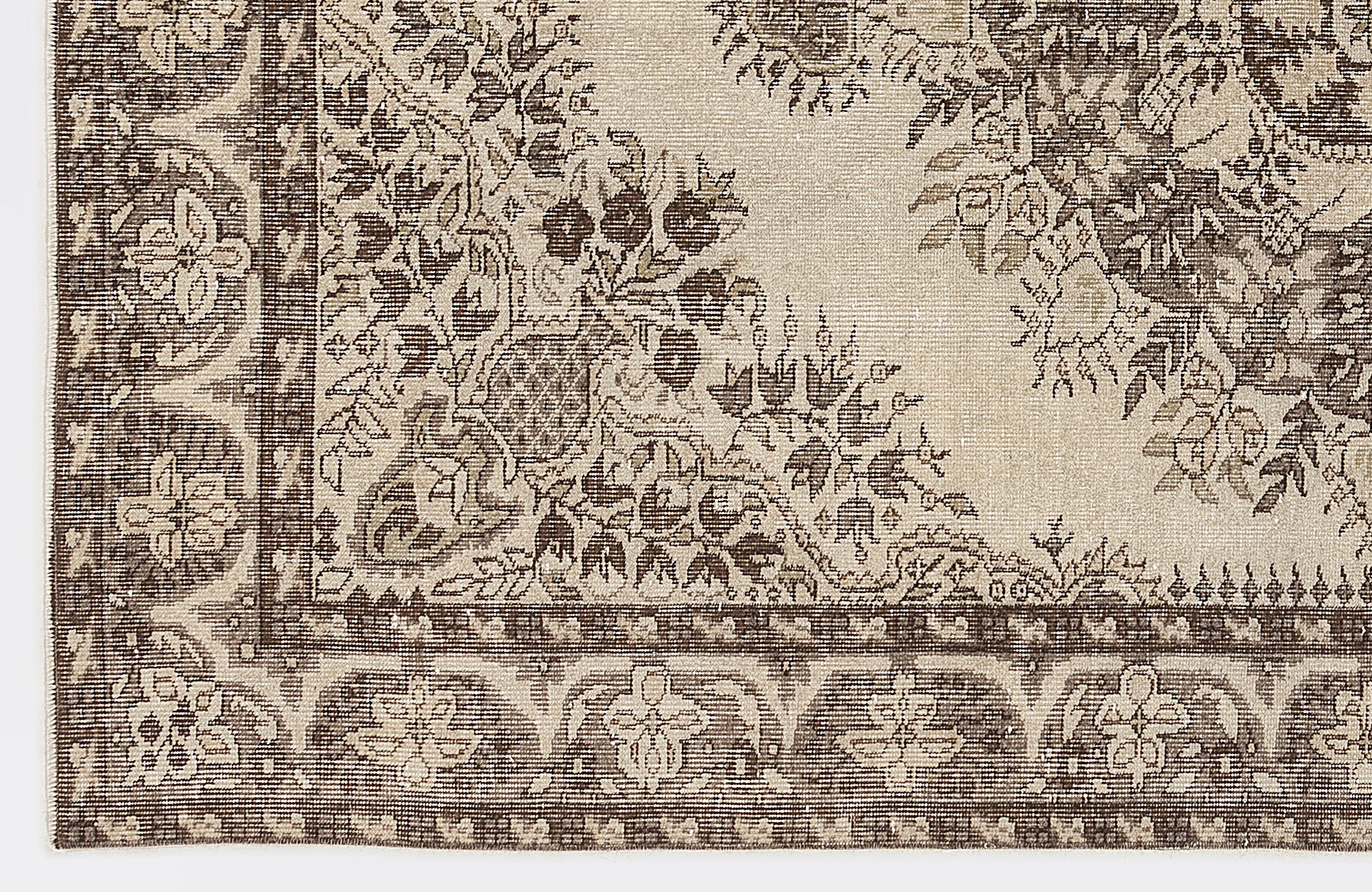 Beige Over Dyed Vintage Rug 5'6'' x 8'7'' ft 167 x 262 cm