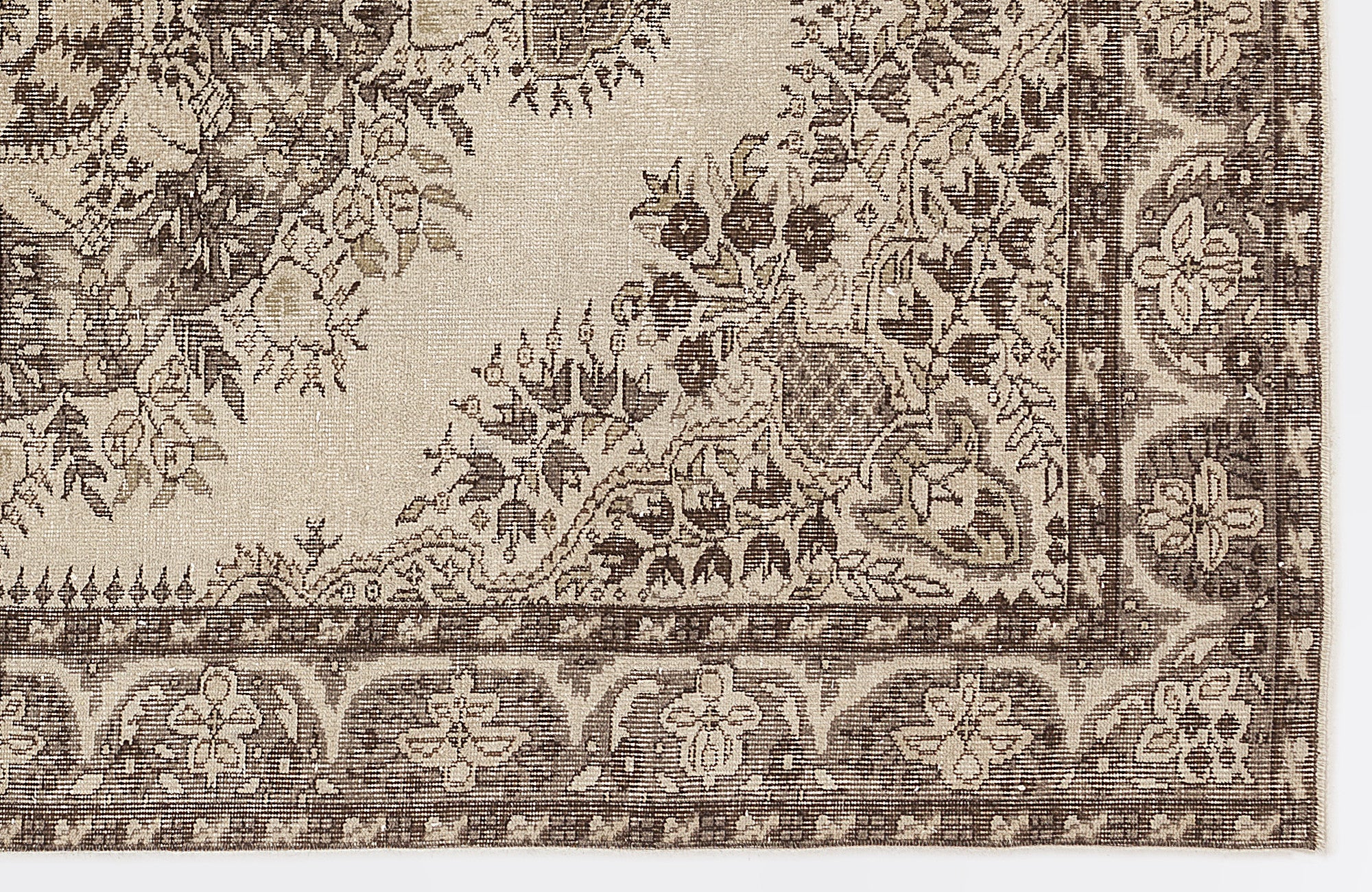 Beige Over Dyed Vintage Rug 5'6'' x 8'7'' ft 167 x 262 cm
