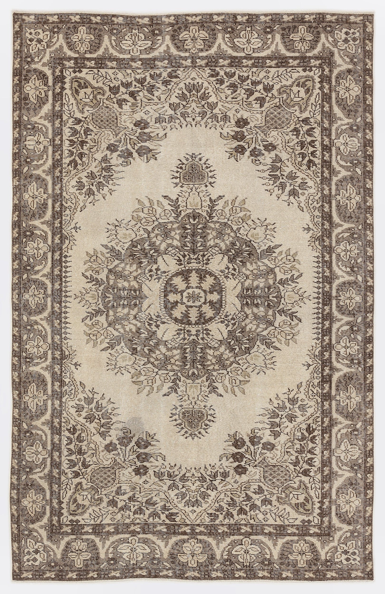 Beige Over Dyed Vintage Rug 5'6'' x 8'7'' ft 167 x 262 cm