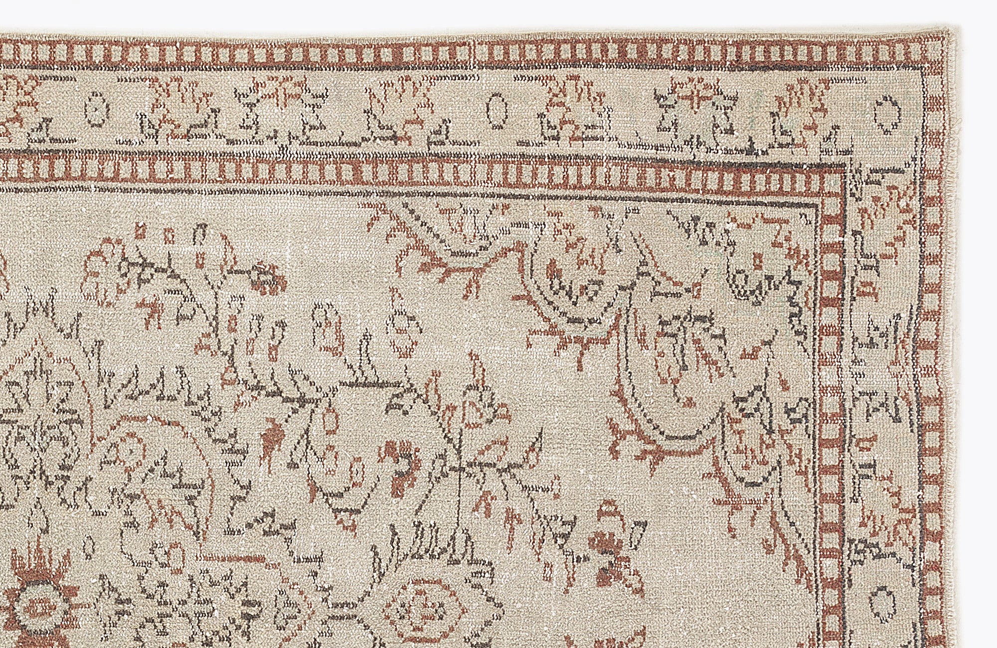 Beige Over Dyed Vintage Rug 5'5'' x 8'7'' ft 164 x 262 cm