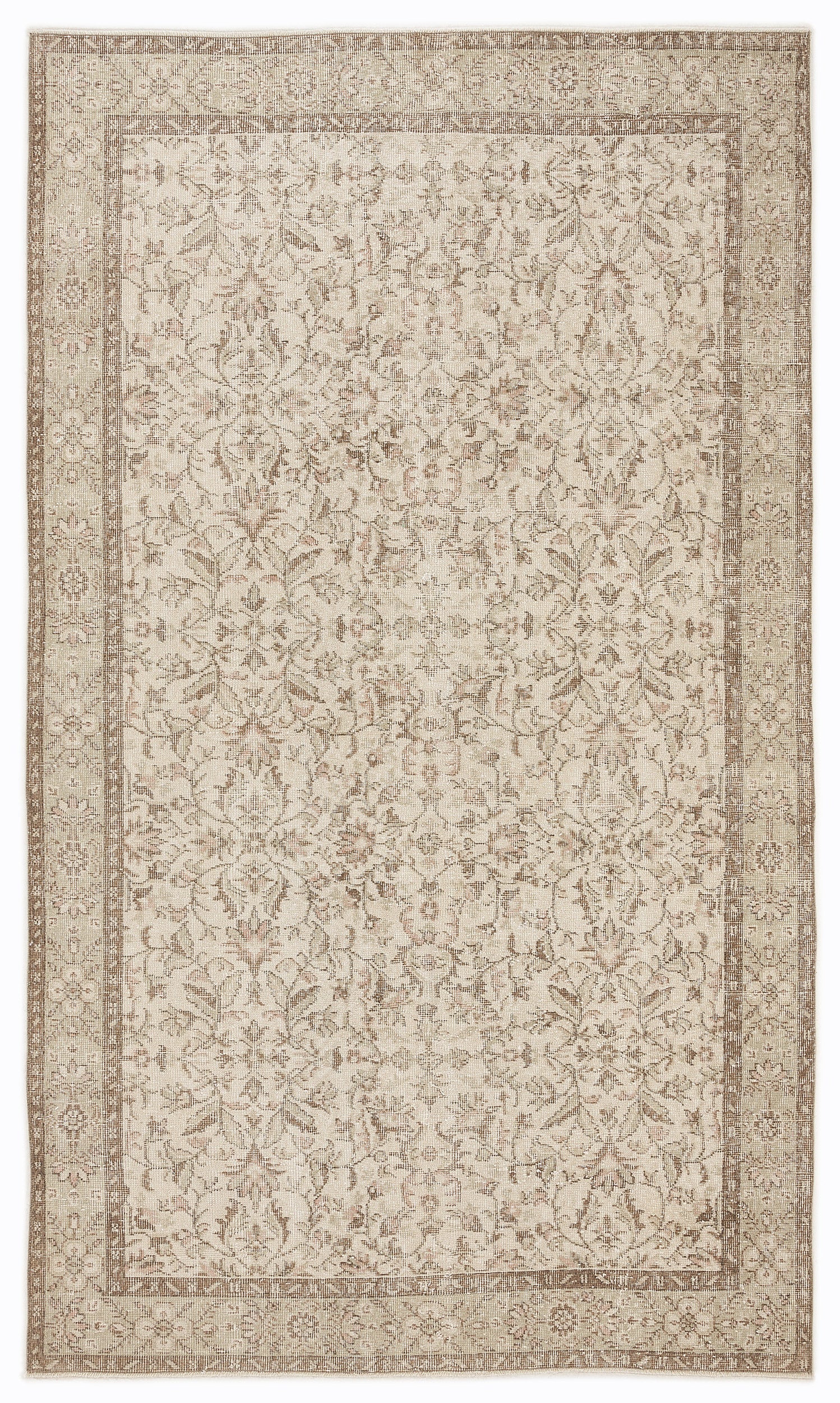 Beige Over Dyed Vintage Rug 5'5'' x 9'4'' ft 165 x 284 cm