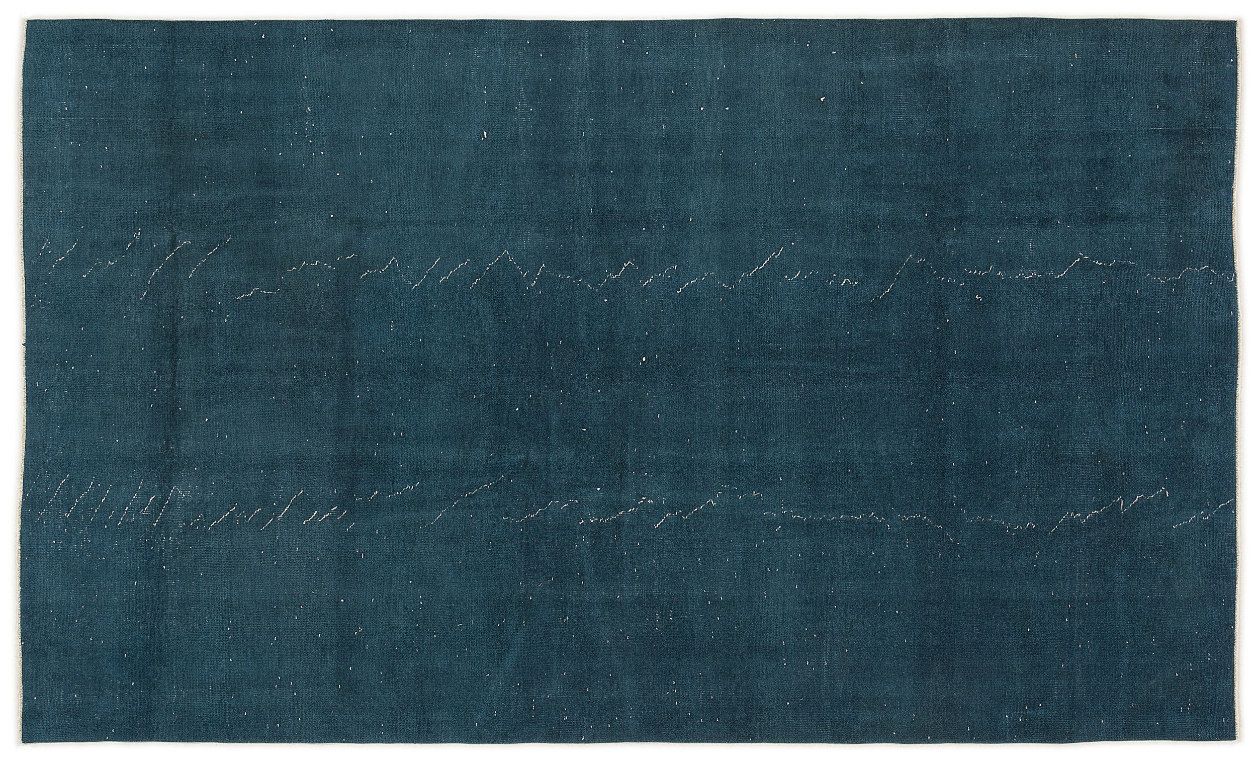 Turquoise  Over Dyed Vintage Rug 5'7'' x 9'3'' ft 170 x 283 cm