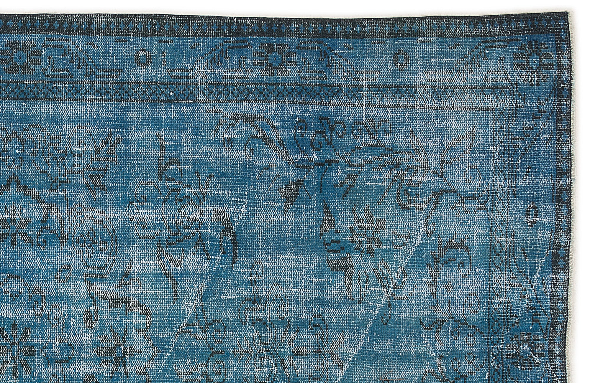 Turquoise  Over Dyed Vintage Rug 5'3'' x 8'7'' ft 160 x 262 cm