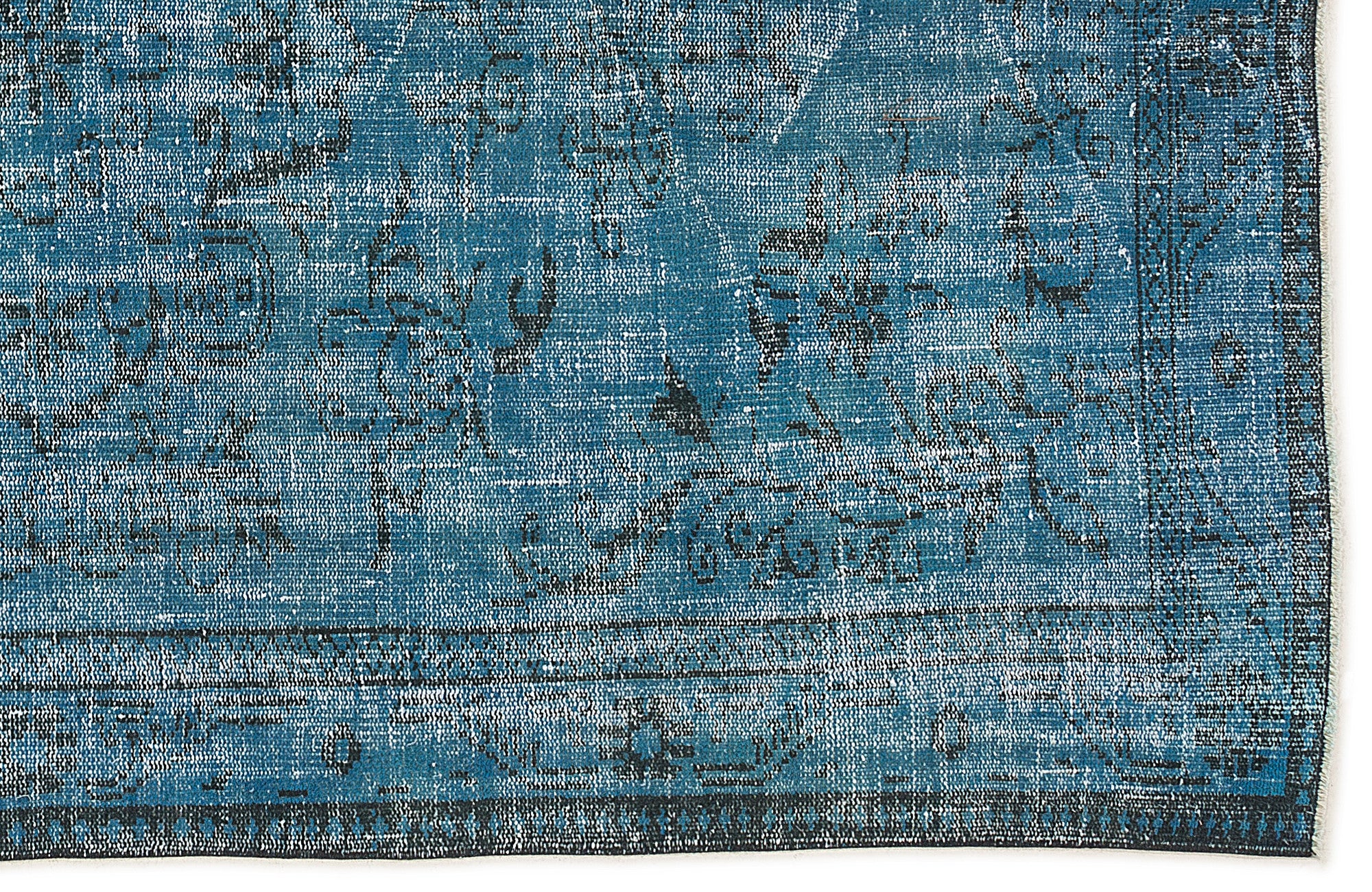 Turquoise  Over Dyed Vintage Rug 5'3'' x 8'7'' ft 160 x 262 cm