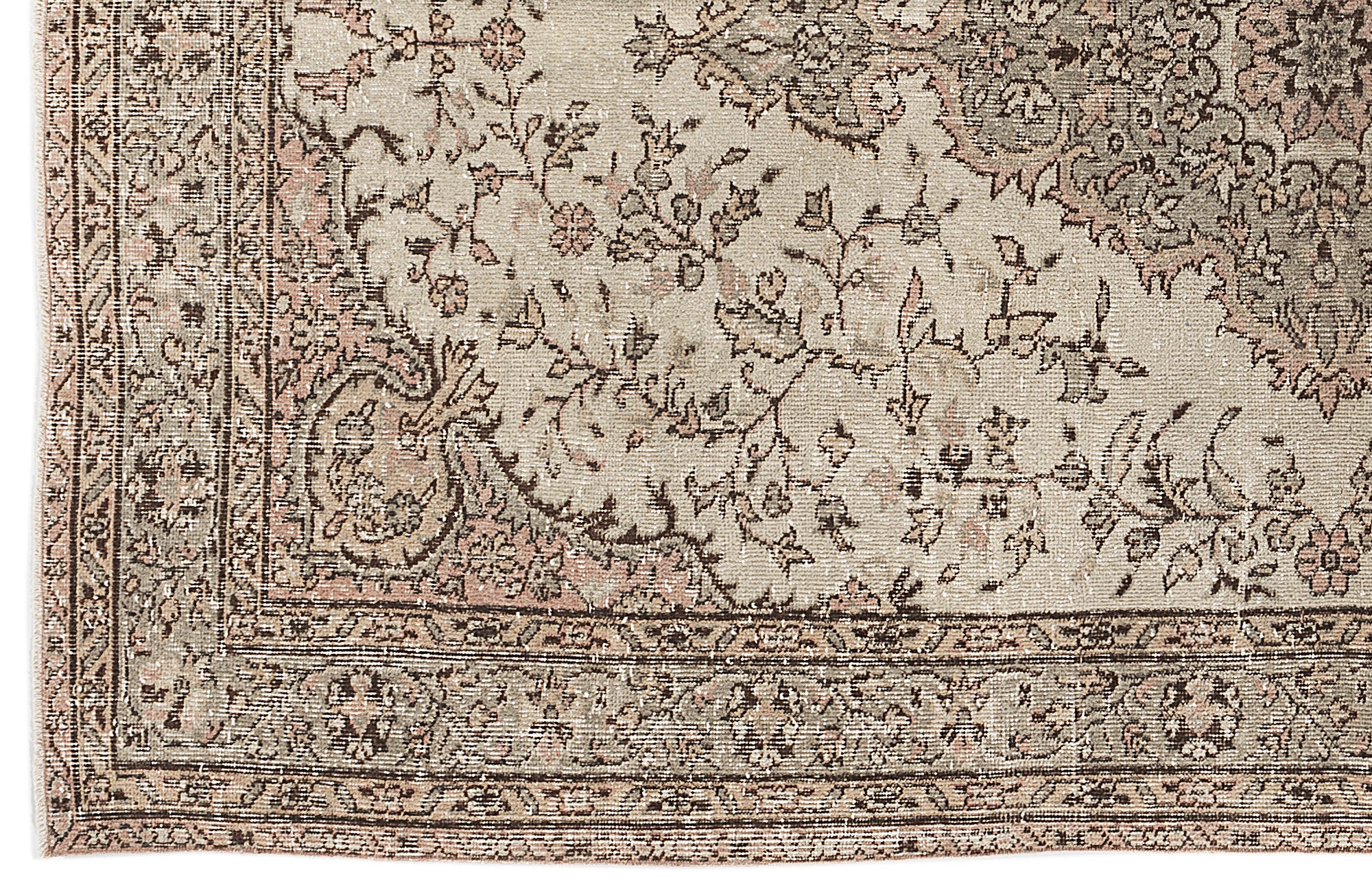 Beige Over Dyed Vintage Rug 5'4'' x 8'11'' ft 162 x 272 cm