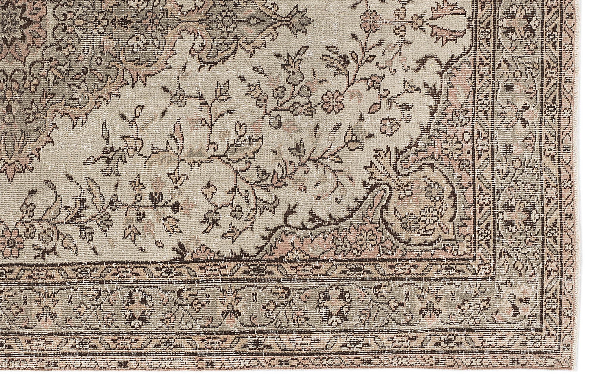 Beige Over Dyed Vintage Rug 5'4'' x 8'11'' ft 162 x 272 cm