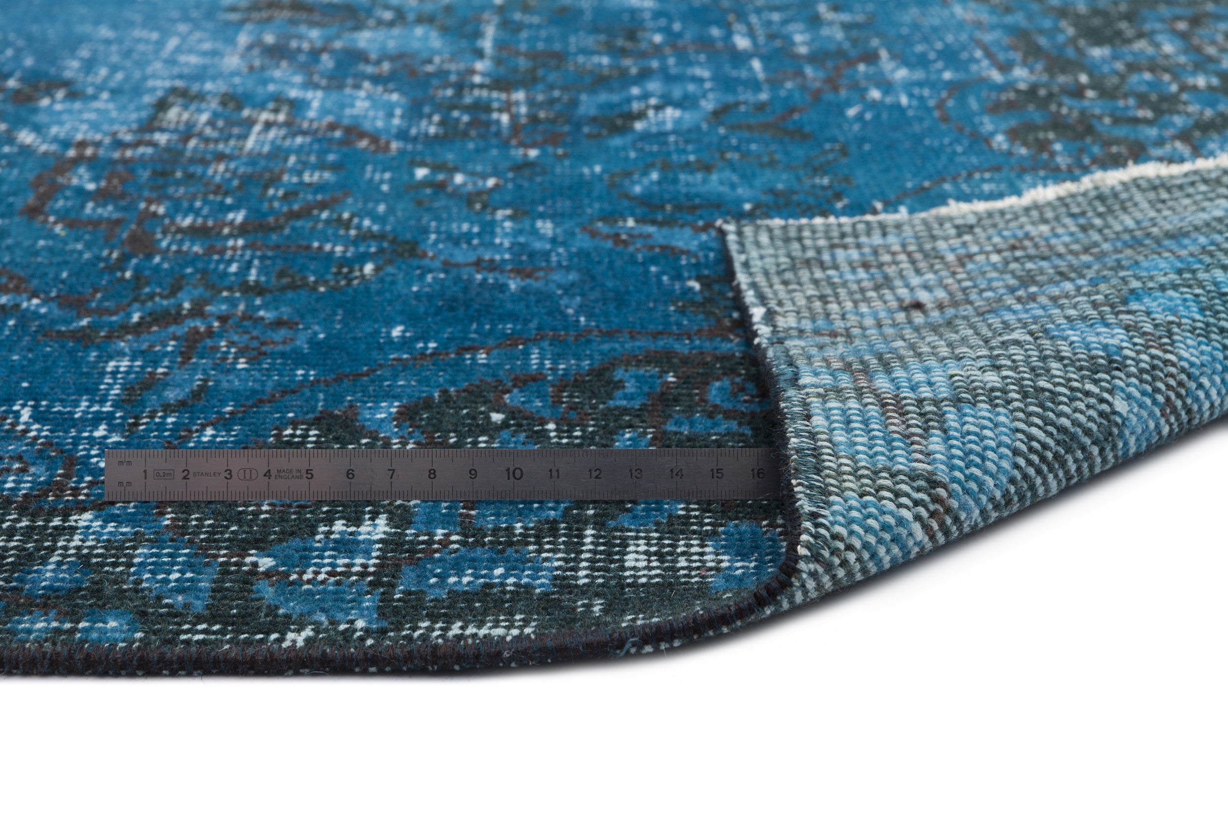 Turquoise  Over Dyed Vintage Rug 5'7'' x 9'1'' ft 170 x 276 cm