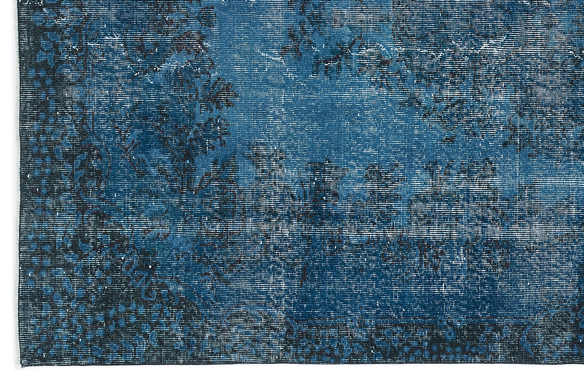 Turquoise  Over Dyed Vintage Rug 5'7'' x 9'1'' ft 170 x 276 cm