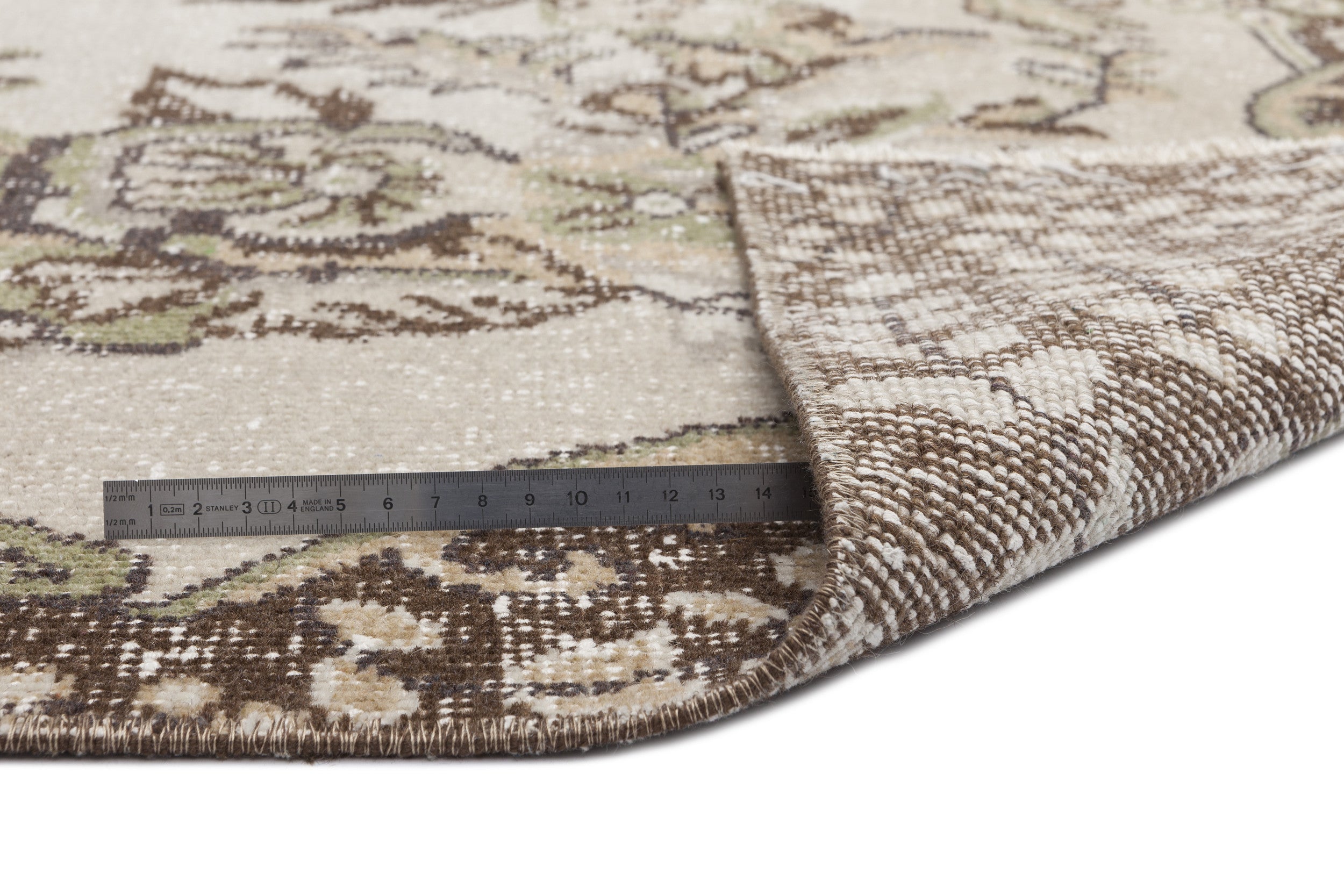 Beige Over Dyed Vintage Rug 5'8'' x 9'3'' ft 173 x 281 cm