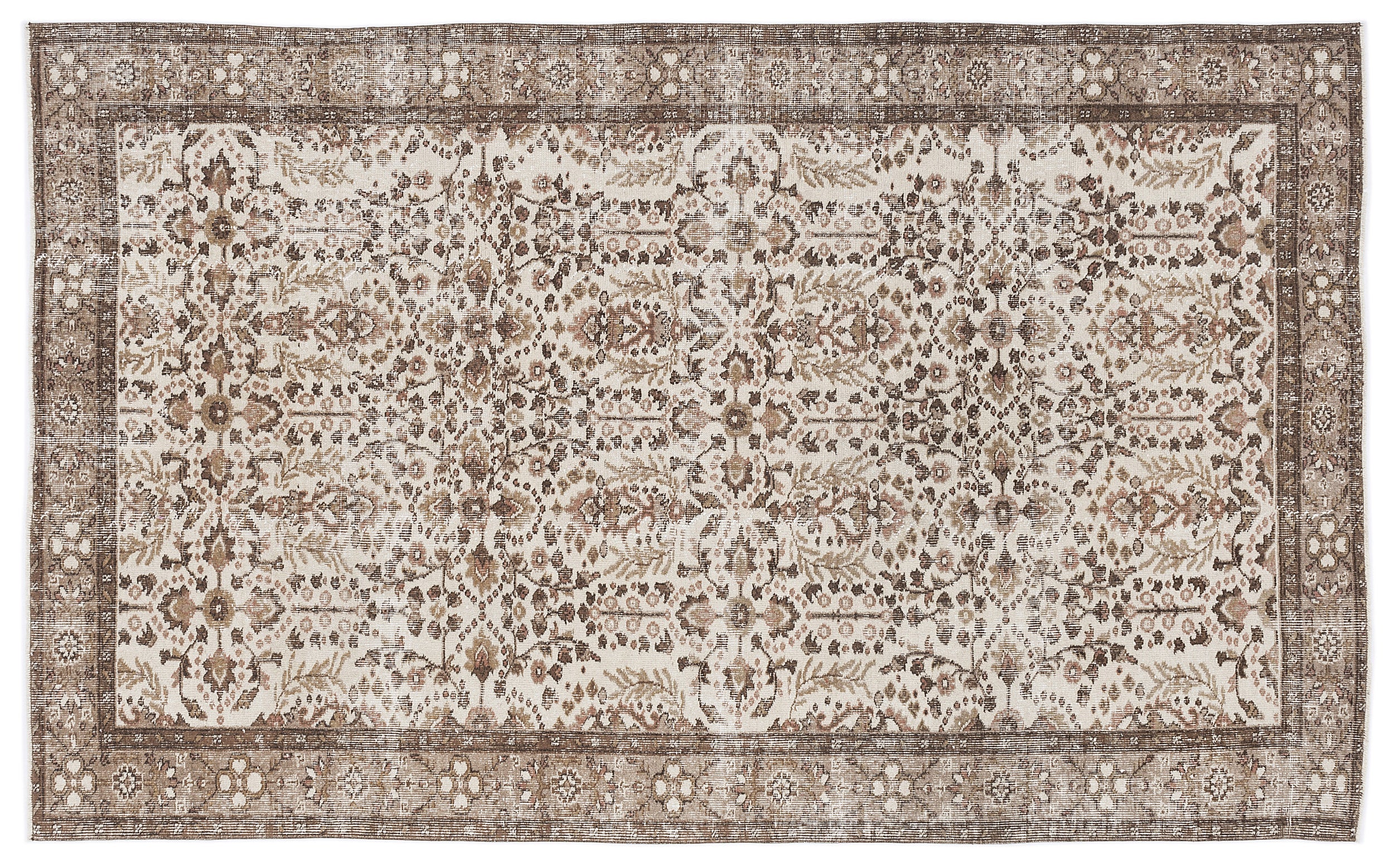 Beige Over Dyed Vintage Rug 5'5'' x 8'11'' ft 164 x 273 cm