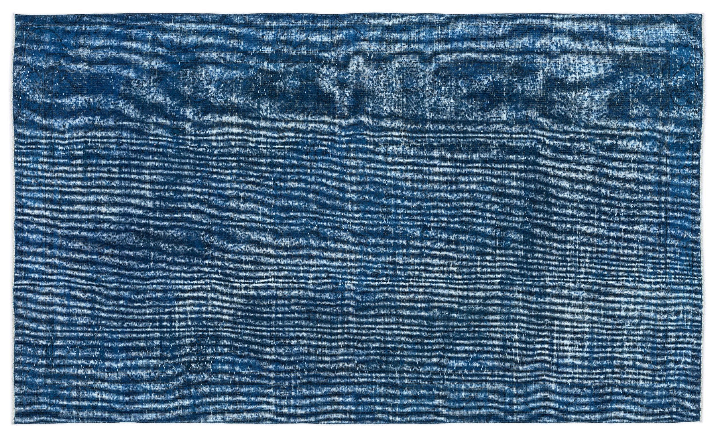 Turquoise  Over Dyed Vintage Rug 5'3'' x 9'0'' ft 161 x 275 cm