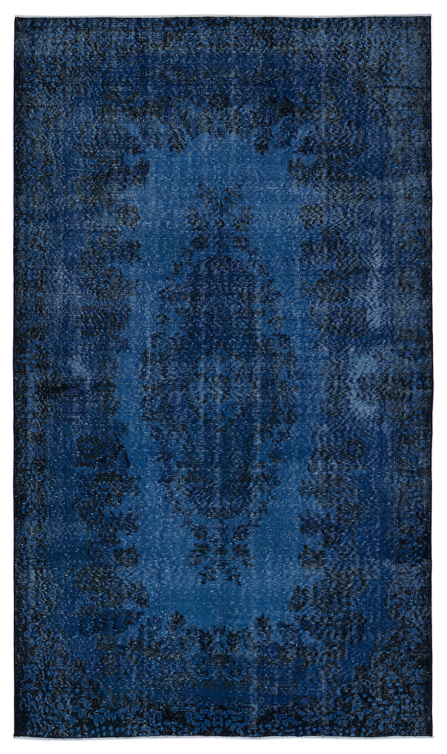 Turquoise  Over Dyed Vintage Rug 5'9'' x 9'10'' ft 174 x 300 cm