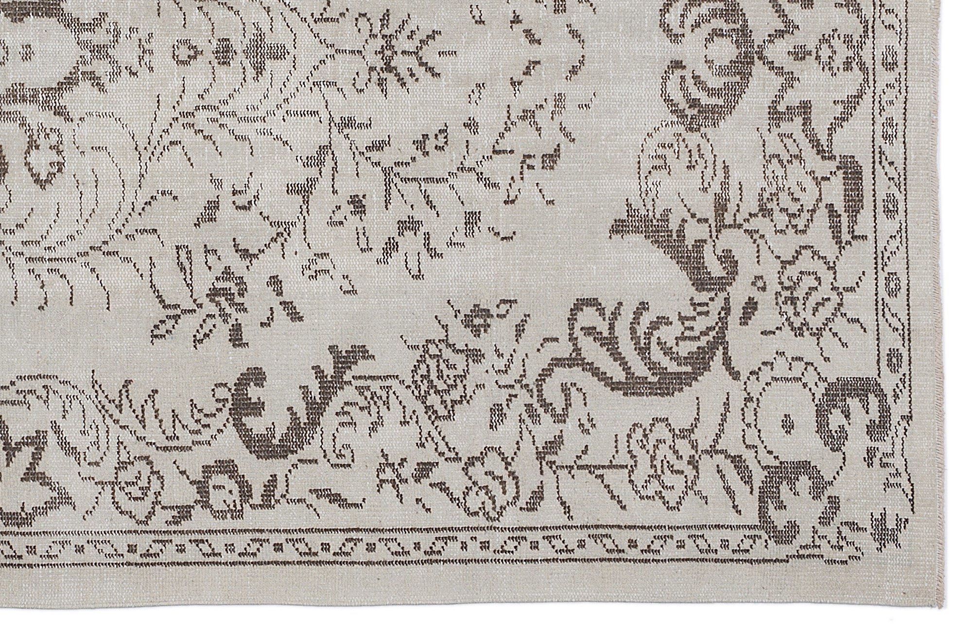 Beige Over Dyed Vintage Rug 5'2'' x 8'11'' ft 158 x 273 cm