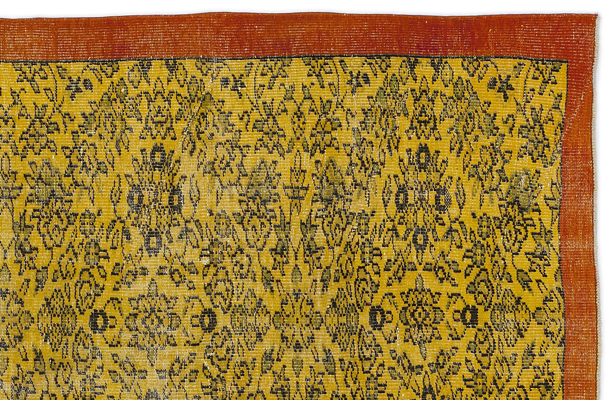 Yellow Over Dyed Vintage Rug 4'8'' x 9'0'' ft 143 x 275 cm