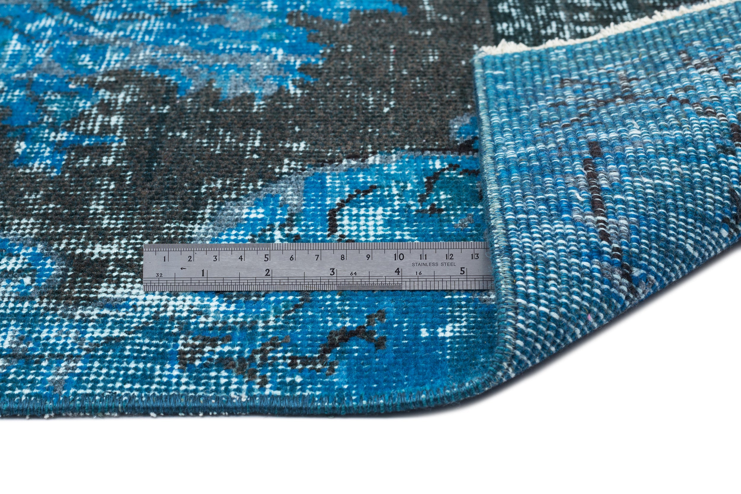Turquoise  Over Dyed Vintage Rug 5'1'' x 8'11'' ft 156 x 271 cm