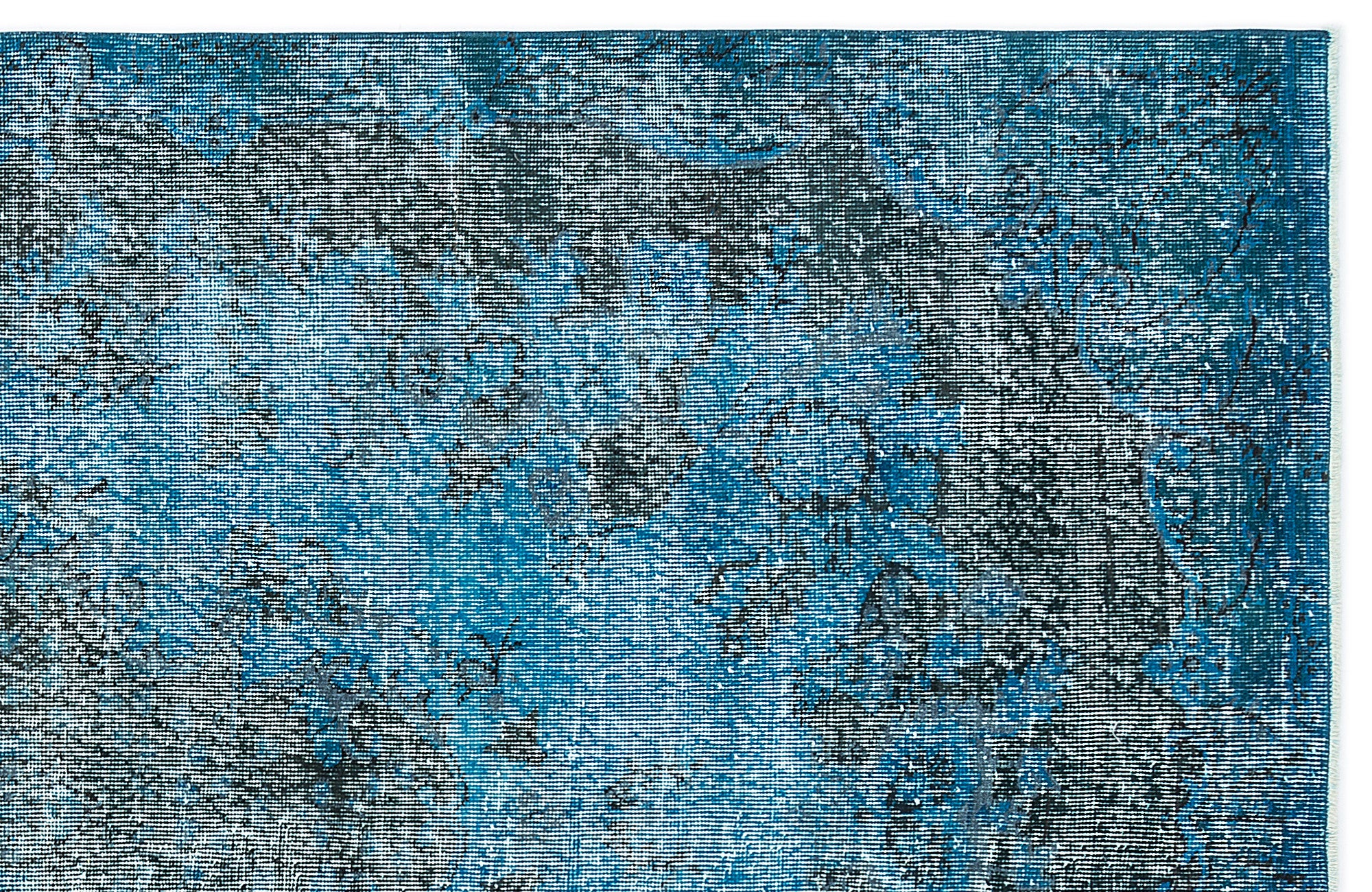 Turquoise  Over Dyed Vintage Rug 5'1'' x 8'11'' ft 156 x 271 cm