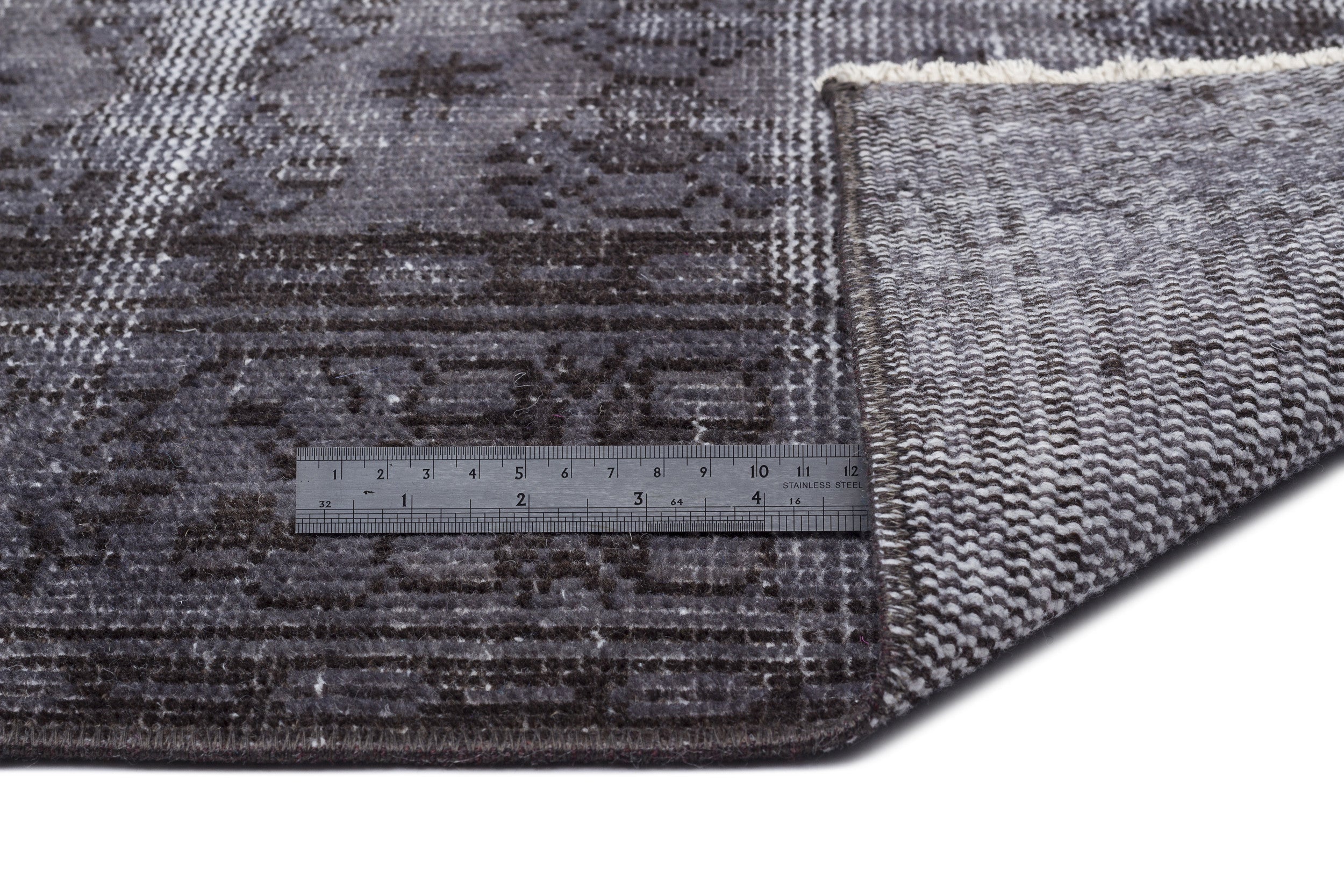 Gray Over Dyed Vintage Rug 5'7'' x 9'2'' ft 169 x 280 cm