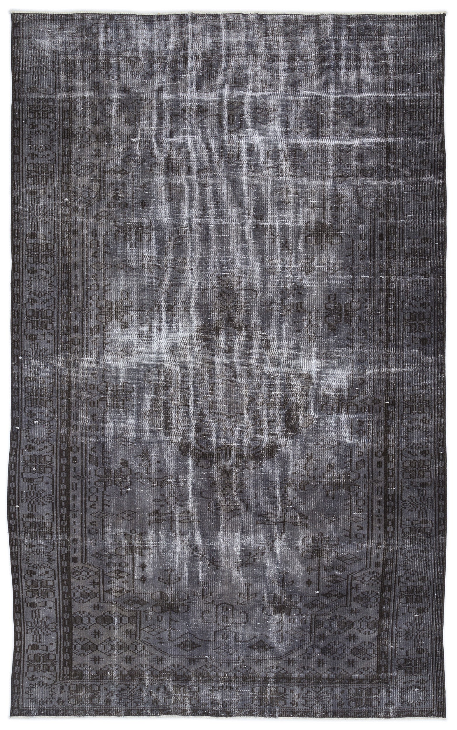 Gray Over Dyed Vintage Rug 5'7'' x 9'2'' ft 169 x 280 cm