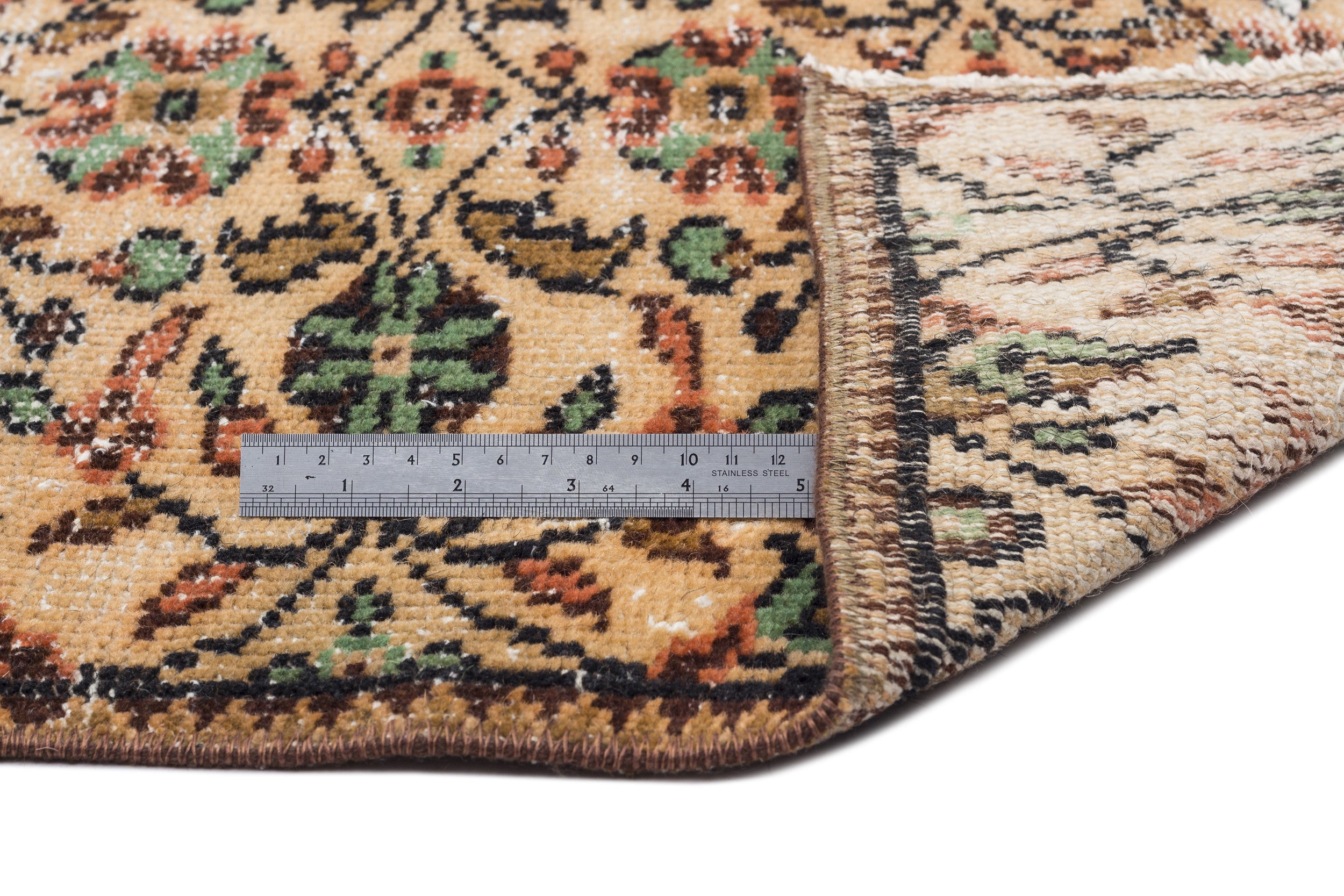Retro Over Dyed Vintage Rug 4'5'' x 7'5'' ft 134 x 225 cm