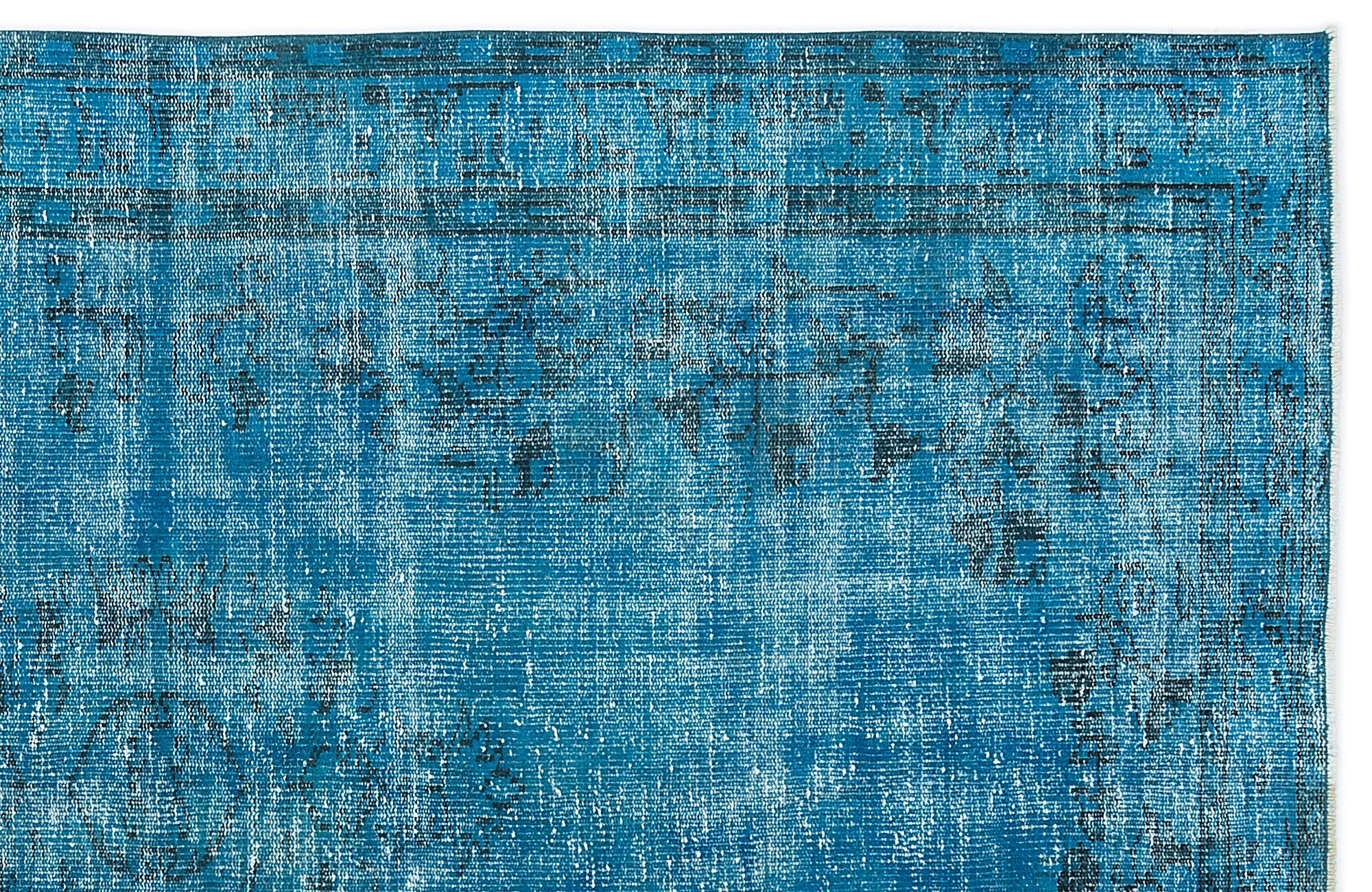 Turquoise  Over Dyed Vintage Rug 5'2'' x 8'1'' ft 157 x 247 cm
