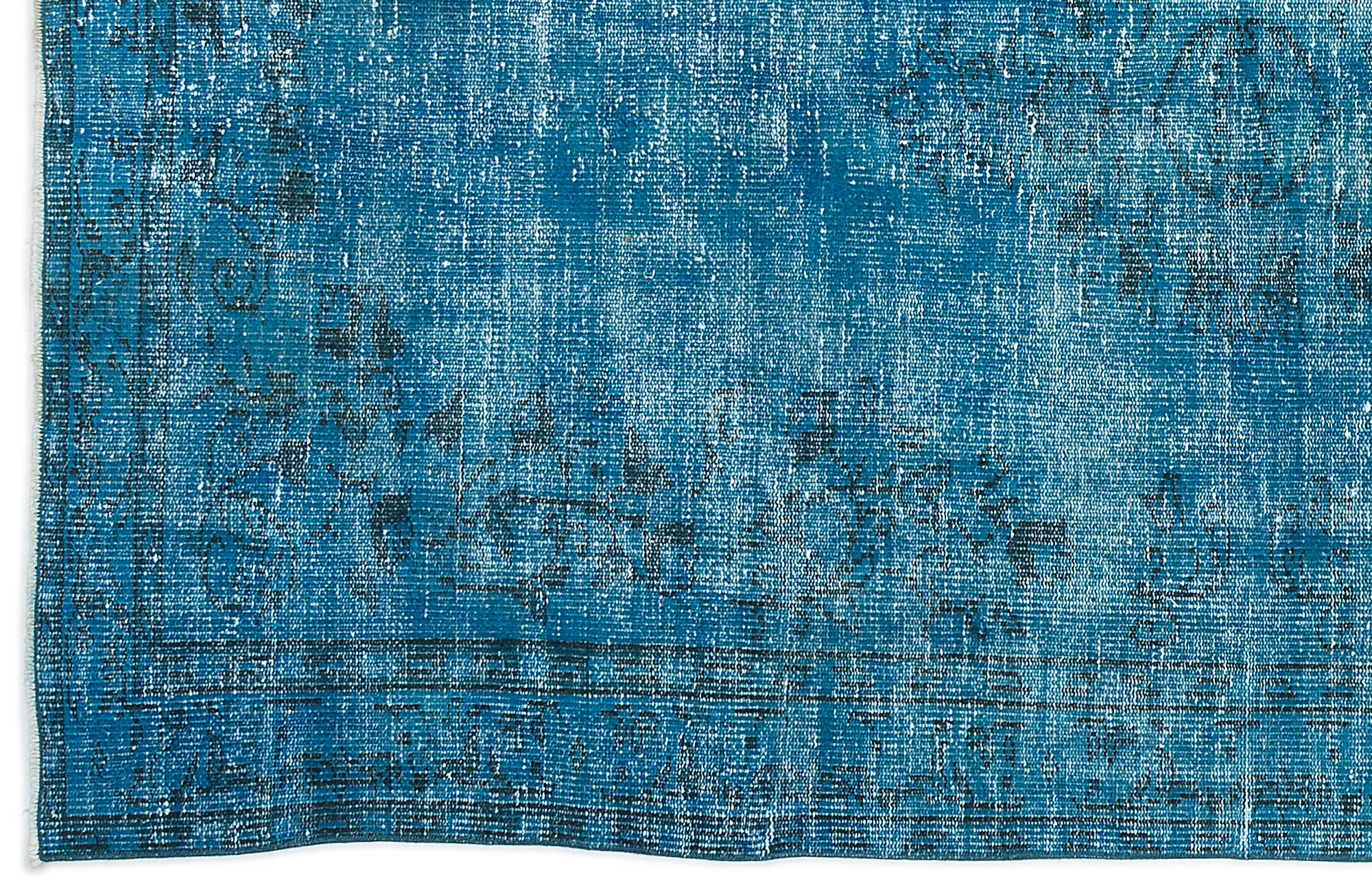 Turquoise  Over Dyed Vintage Rug 5'2'' x 8'1'' ft 157 x 247 cm