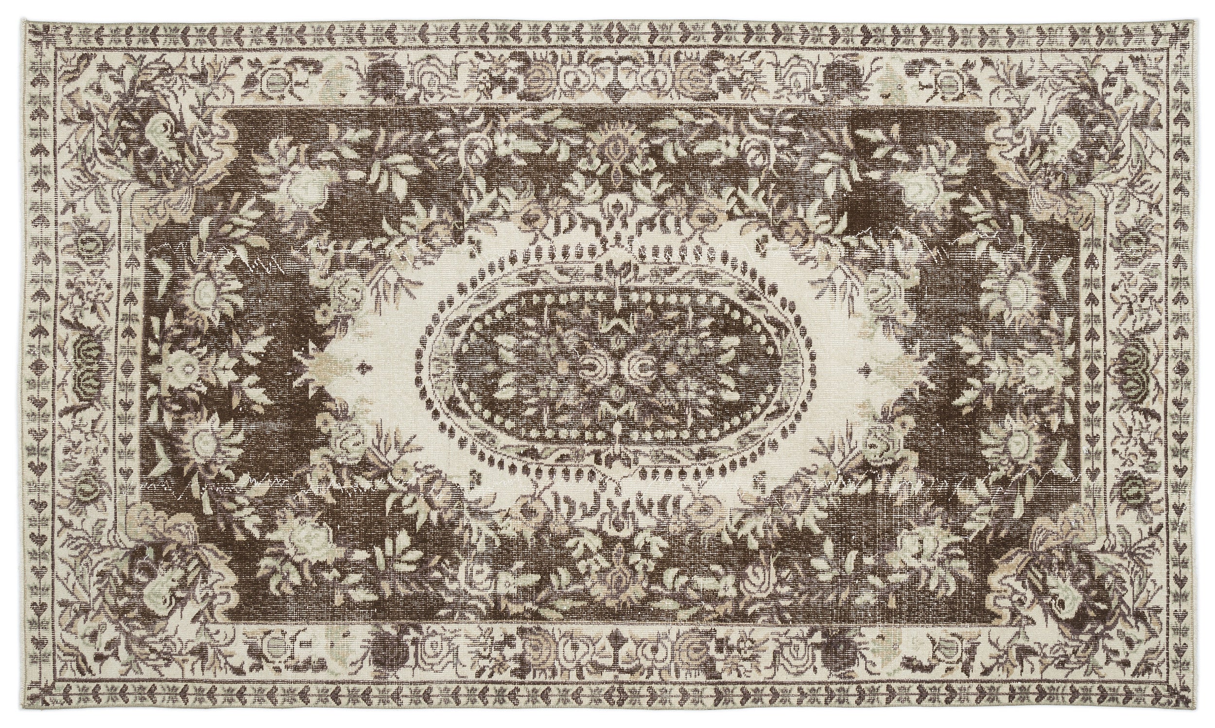 Beige Over Dyed Vintage Rug 5'3'' x 8'11'' ft 159 x 271 cm