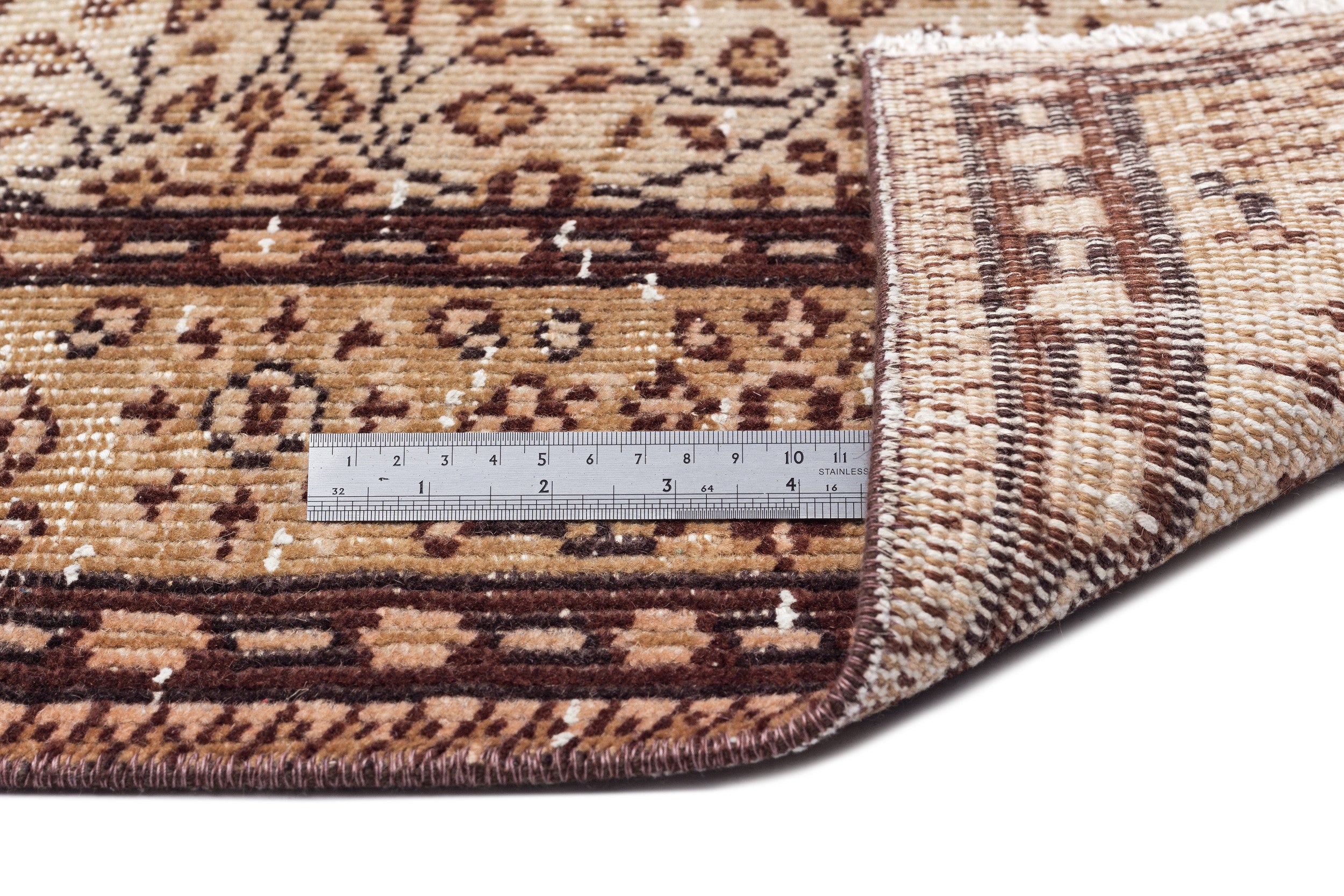 Brown Over Dyed Vintage Rug 5'2'' x 8'8'' ft 157 x 263 cm