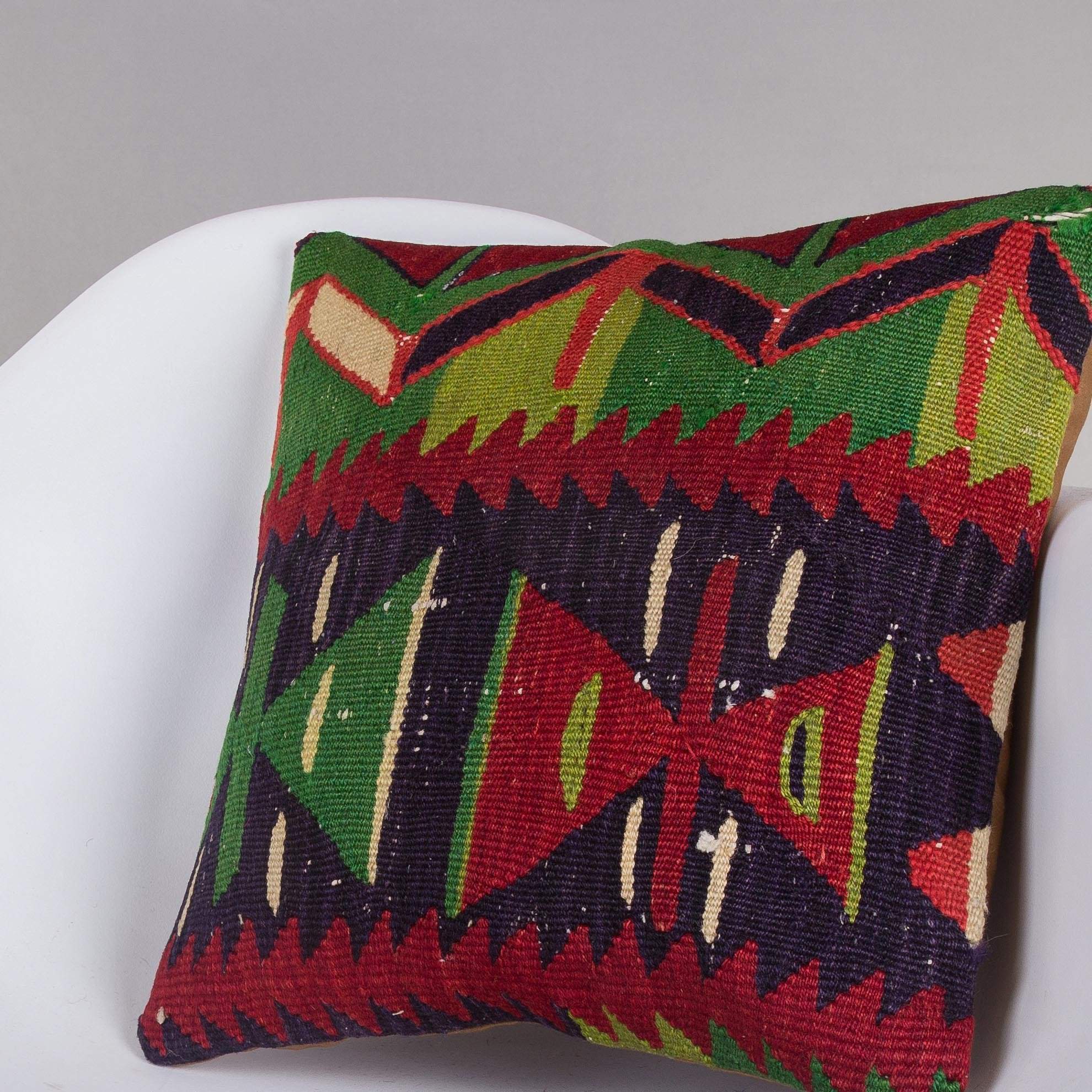 Chevron Multi Color Kilim Pillow Cover 16x16 5065 - kilimpillowstore
 - 2