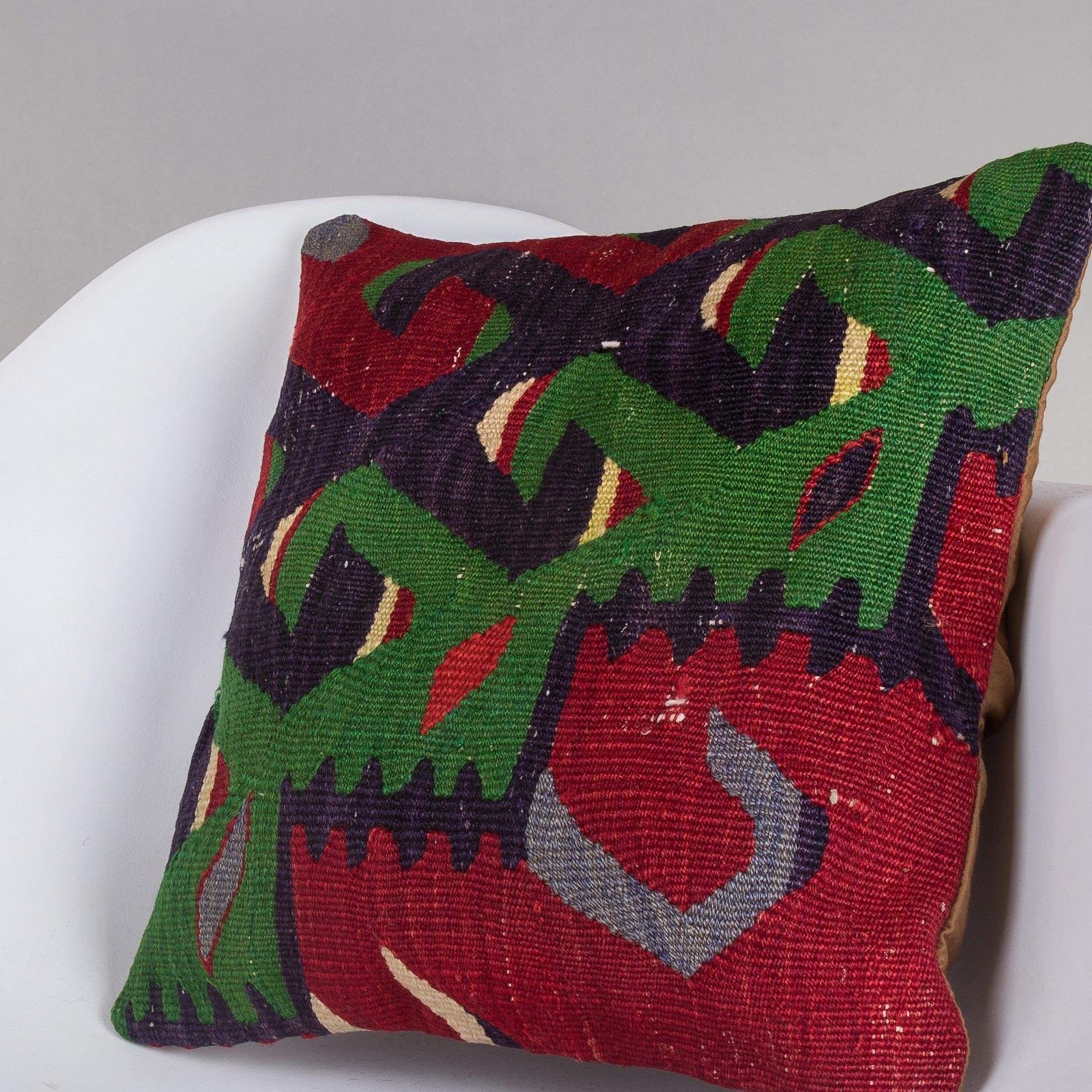 Chevron Multi Color Kilim Pillow Cover 16x16 5069 - kilimpillowstore
 - 2