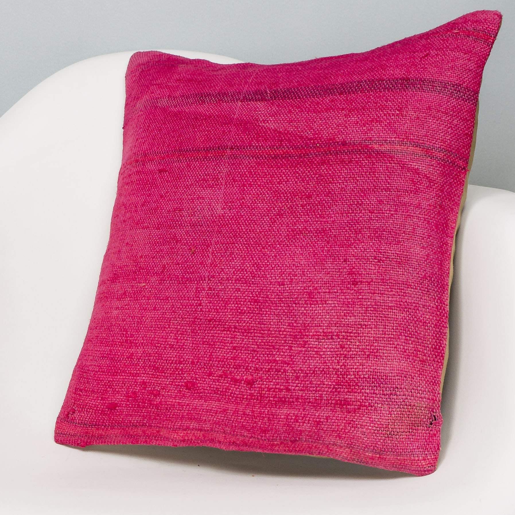 Plain Pink Kilim Pillow Cover 16x16 2997 - kilimpillowstore
 - 2