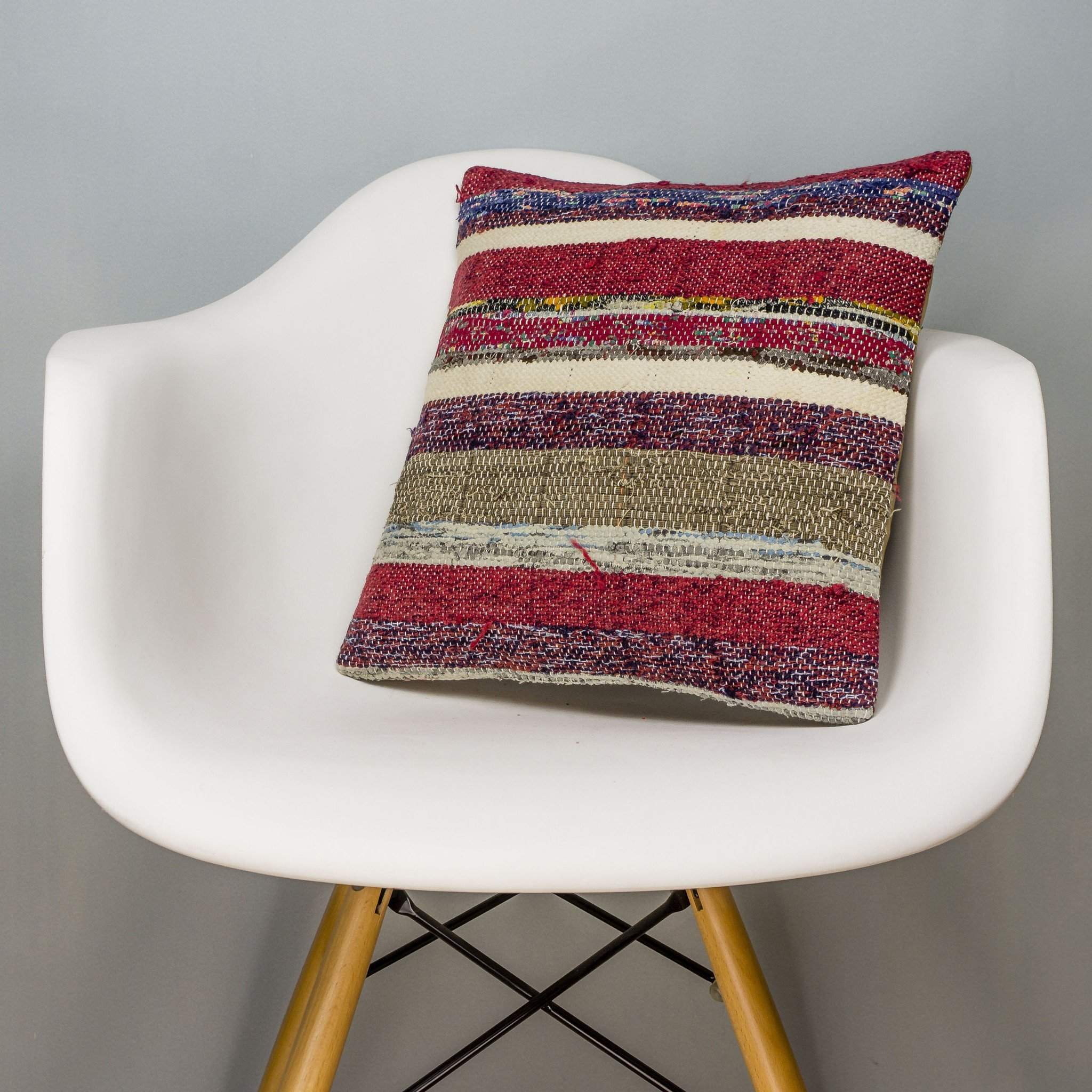 Striped Multi Color Kilim Pillow Cover 16x16 3049 - kilimpillowstore
 - 1