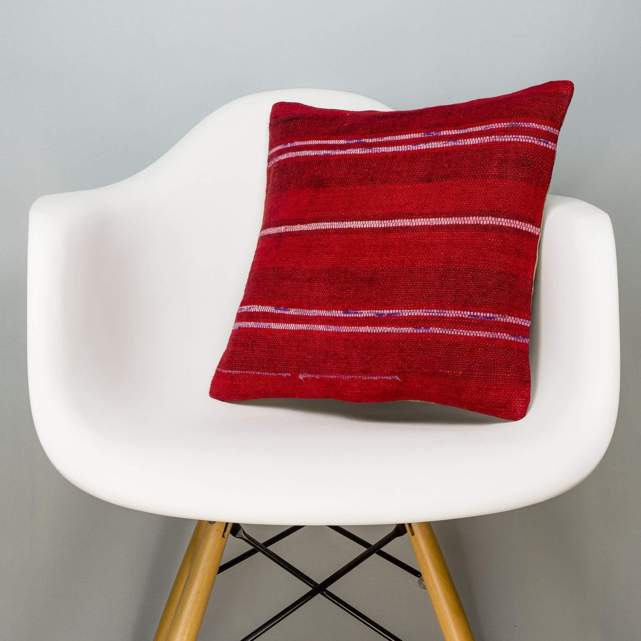 Striped Red Kilim Pillow Cover 16x16 2870 - kilimpillowstore
 - 1